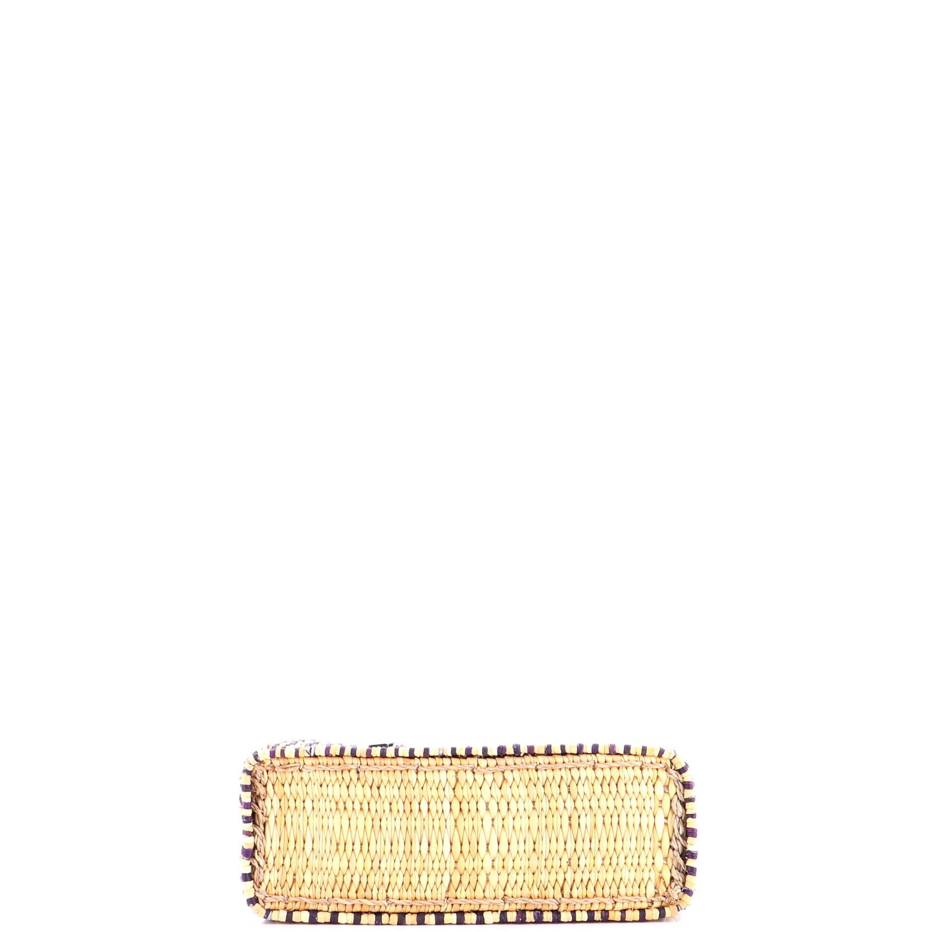 Paula's Ibiza Square Basket Tote Woven Reed with Leather Small
