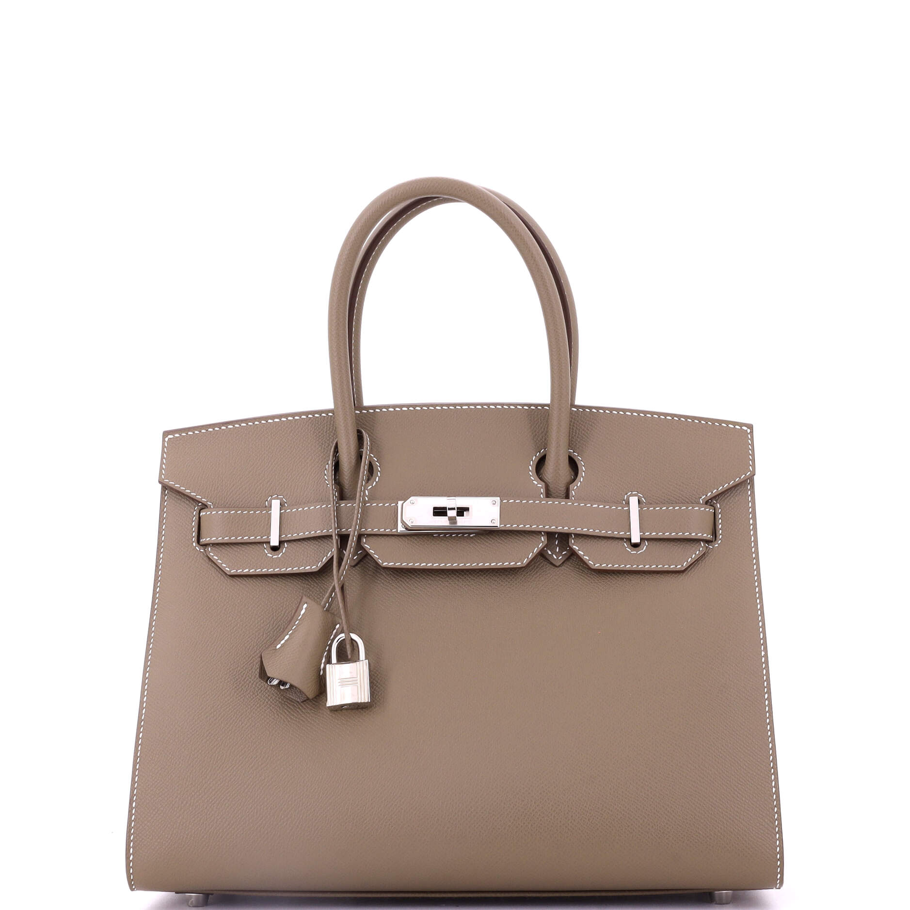 Birkin Sellier Bag Grey Epsom with Palladium Hardware 30