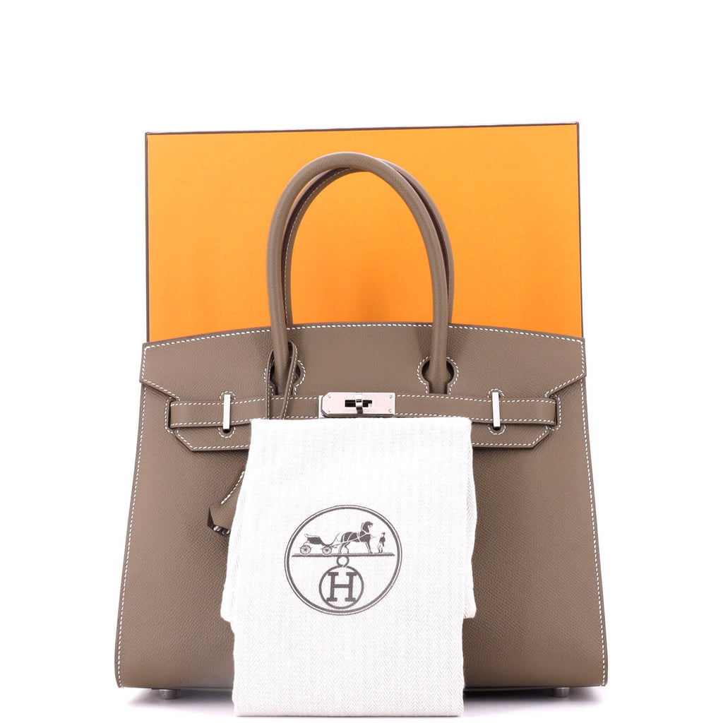 Birkin Sellier Bag Grey Epsom with Palladium Hardware 30