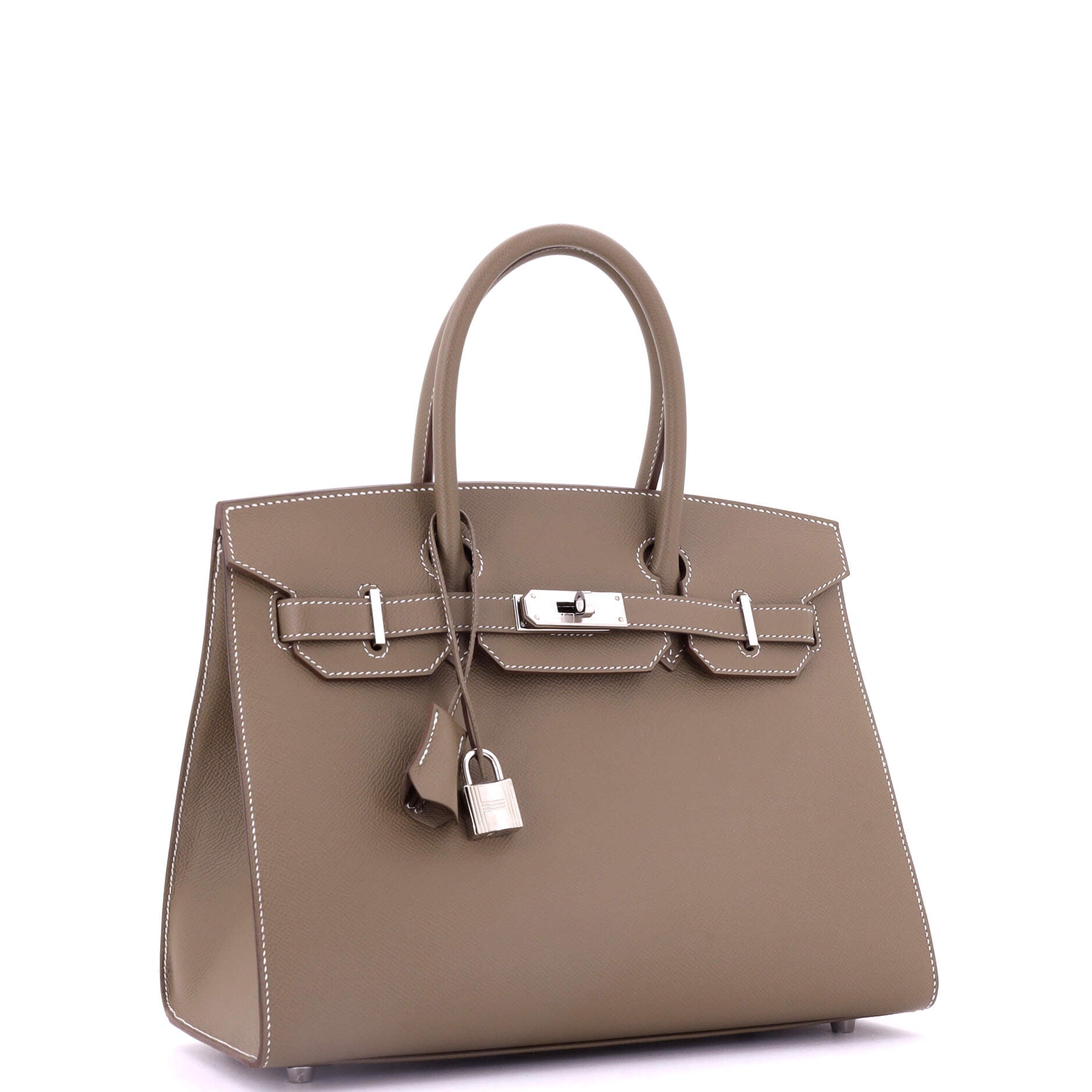 Birkin Sellier Bag Grey Epsom with Palladium Hardware 30