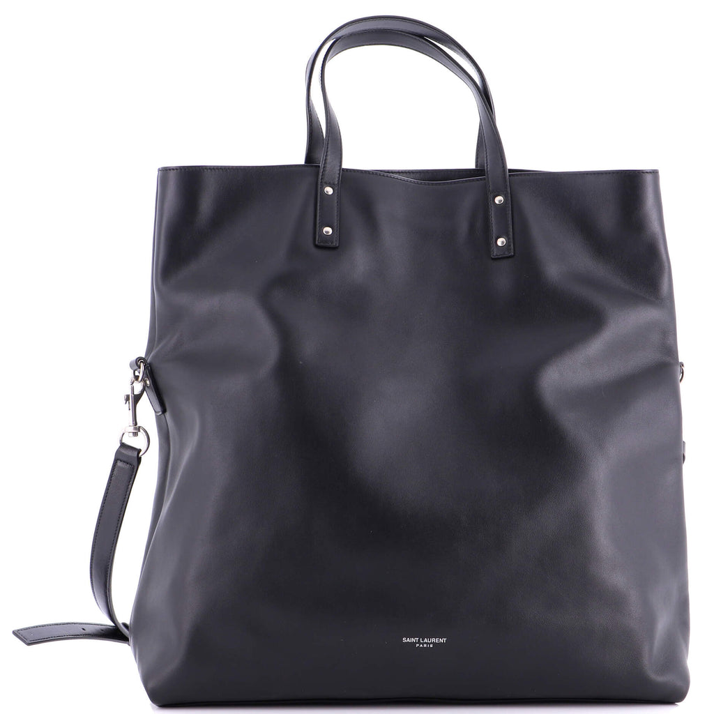 Foldover Shopping Tote Leather Medium
