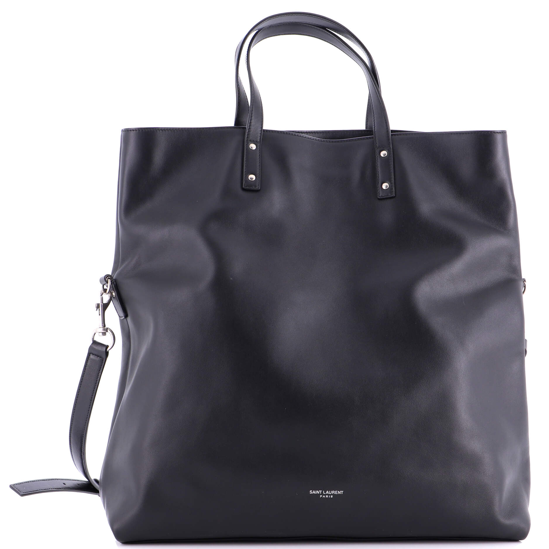 Foldover Shopping Tote Leather Medium