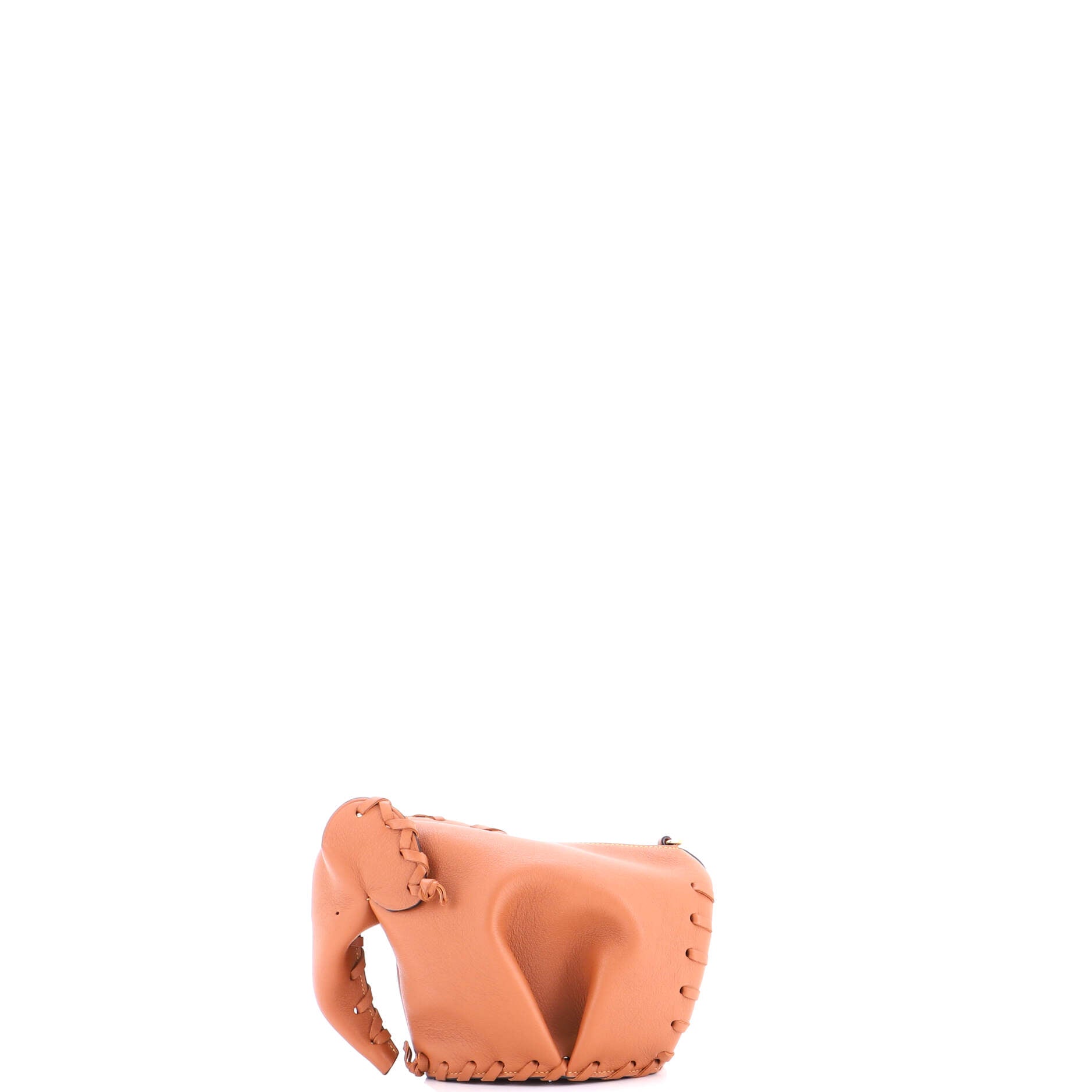 Elephant Crossbody Bag Whipstitch Leather Mini