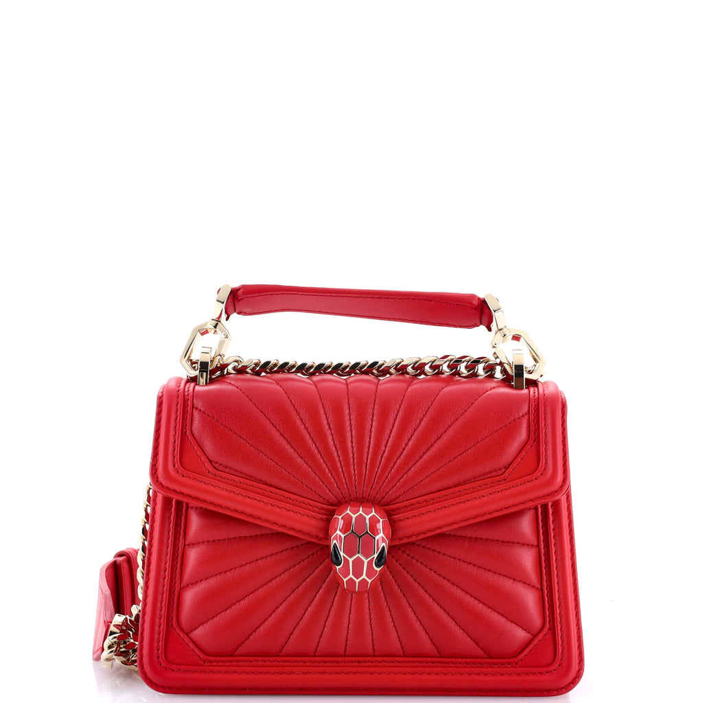 Serpenti Diamond Blast Shoulder Bag Quilted Leather Mini