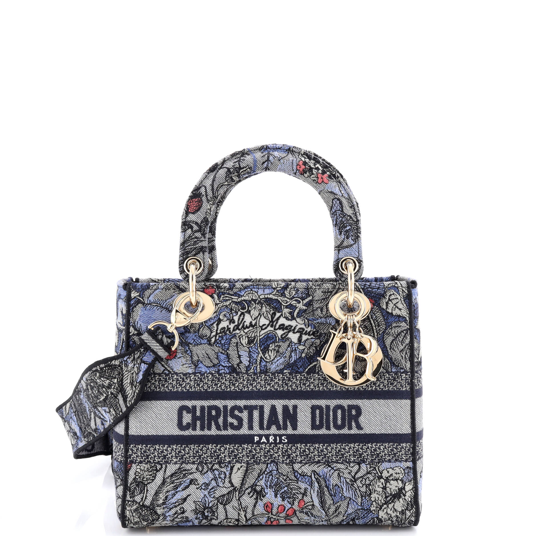 Lady D-Lite Bag Embroidered Canvas Medium