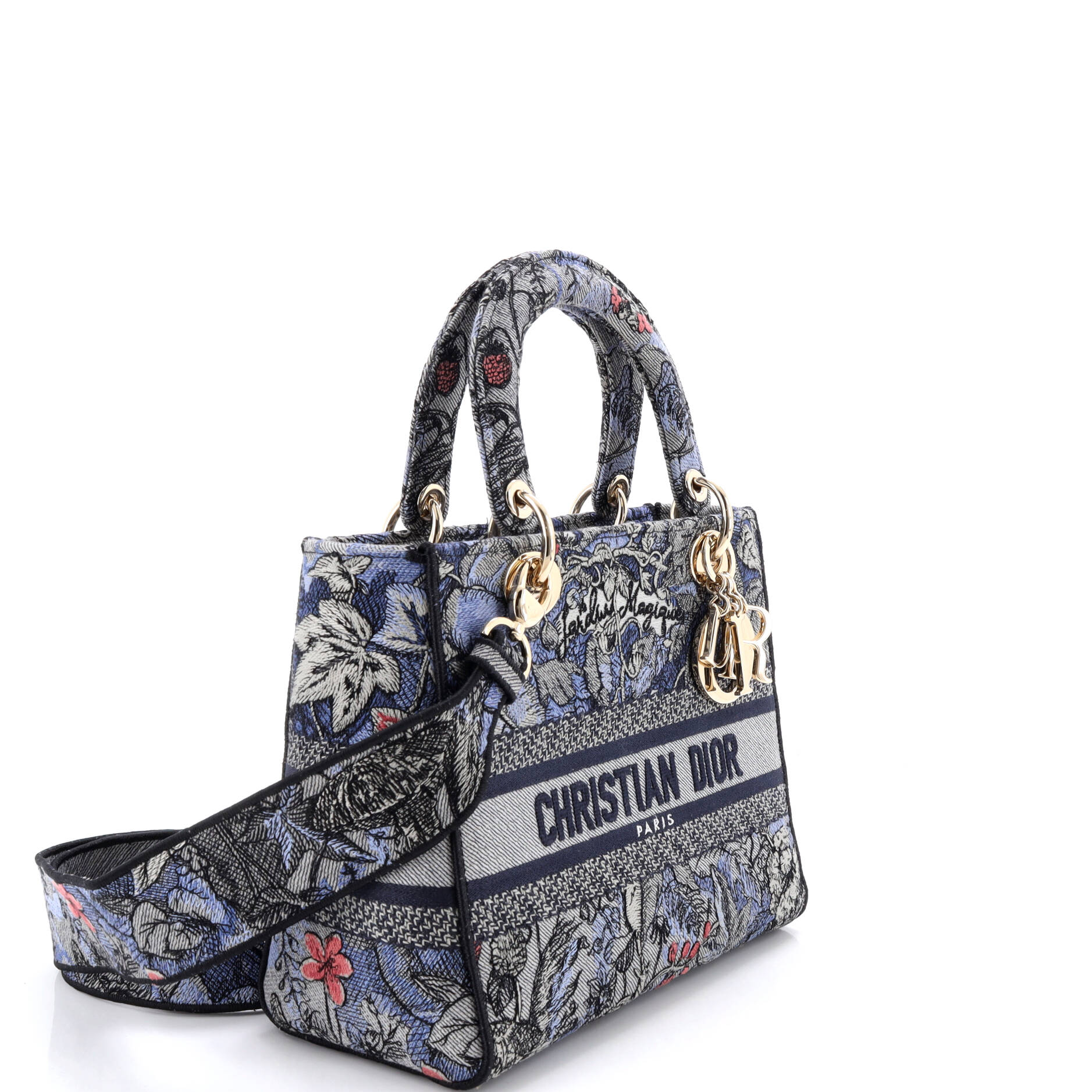 Lady D-Lite Bag Embroidered Canvas Medium