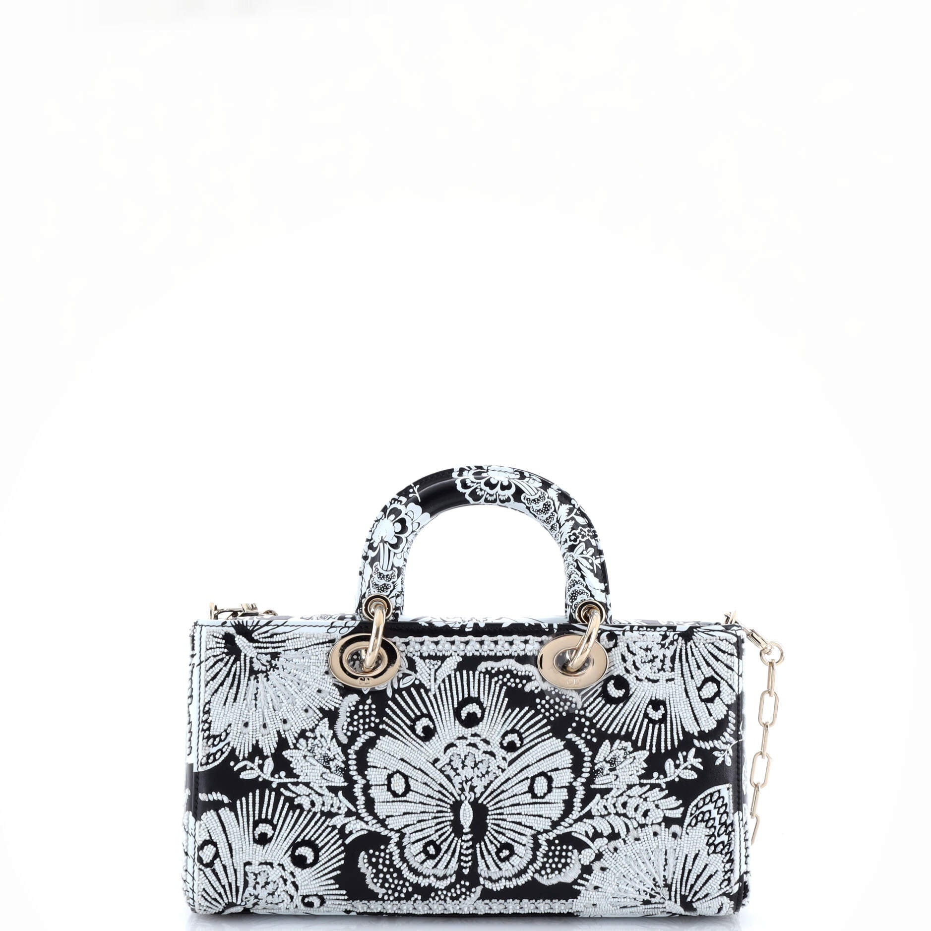 Lady D-Joy Bag Printed Leather and Beaded Embroidery Medium
