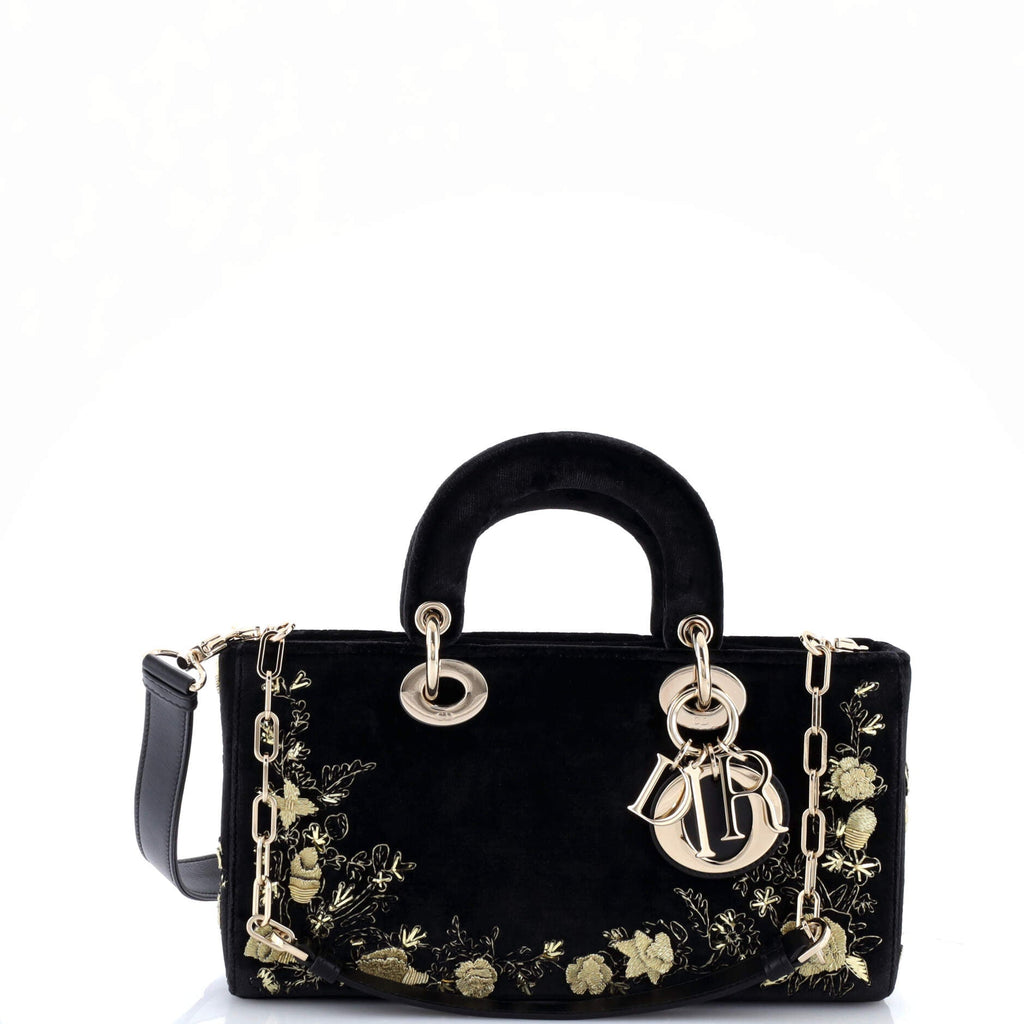 Lady D-Joy Bag Embroidered Velvet Medium