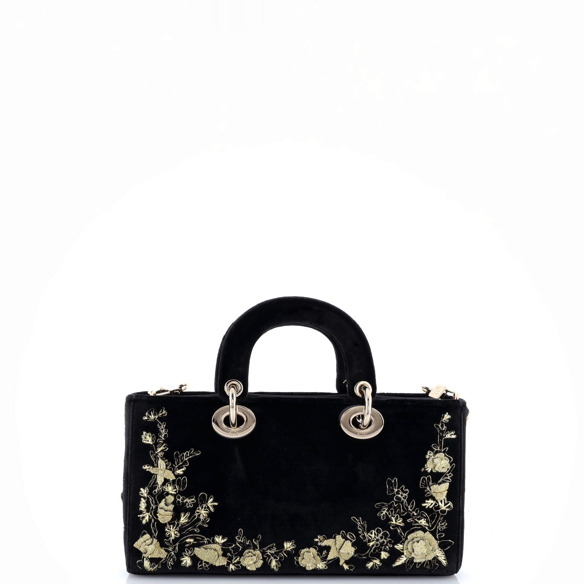 Lady D-Joy Bag Embroidered Velvet Medium