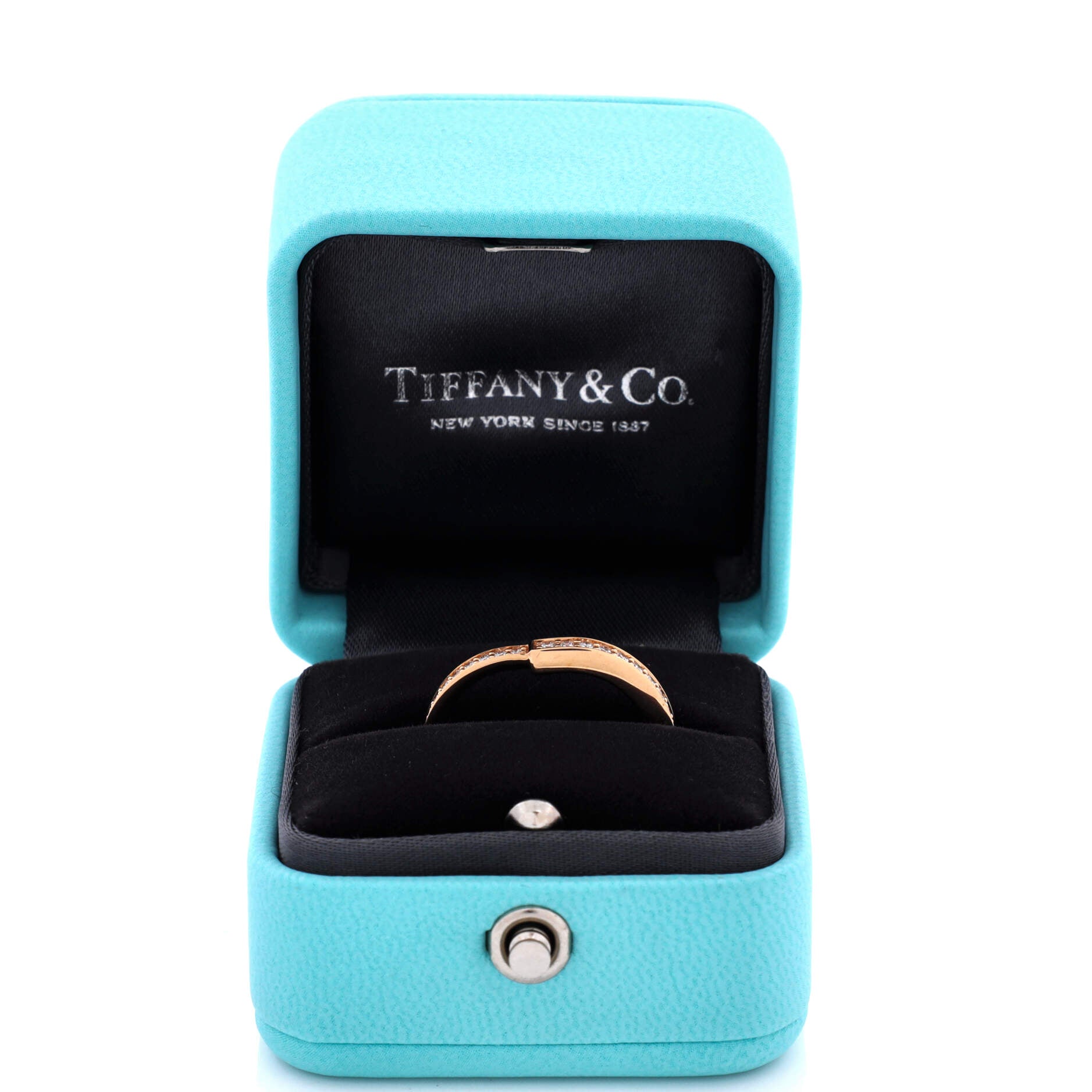 Lock Ring 18K Rose Gold with Pave Diamonds