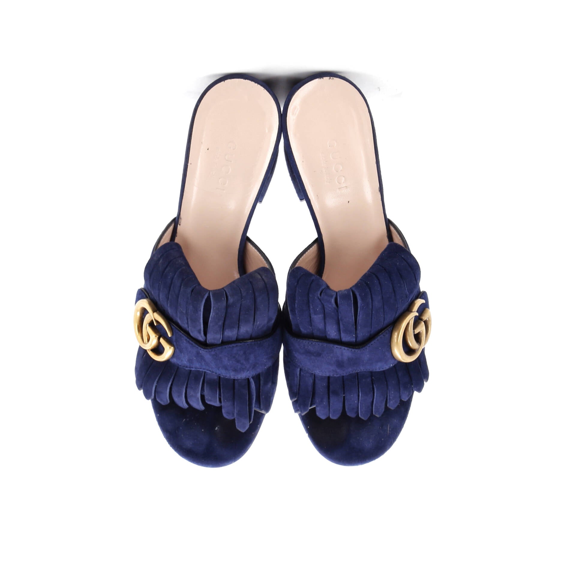 Women's GG Marmont Fringed Heeled Sandals Suede