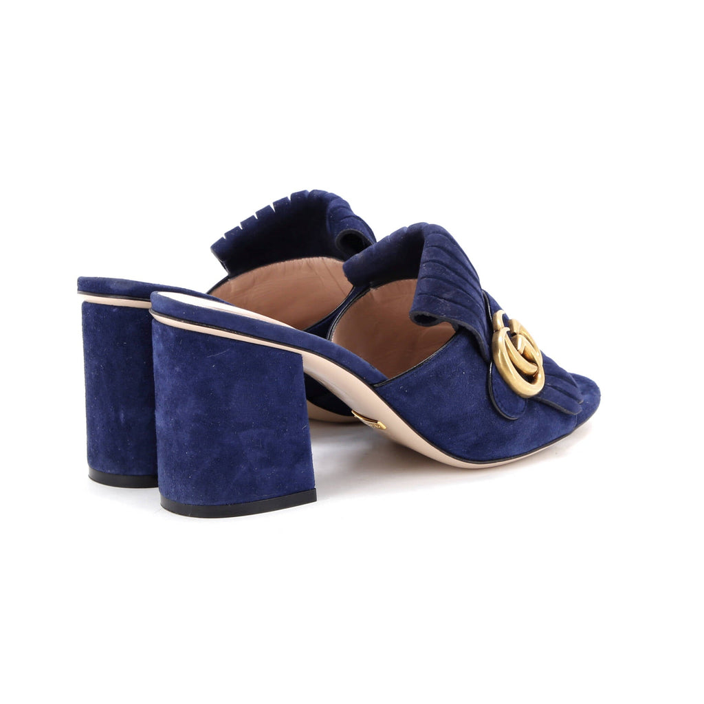 Women's GG Marmont Fringed Heeled Sandals Suede