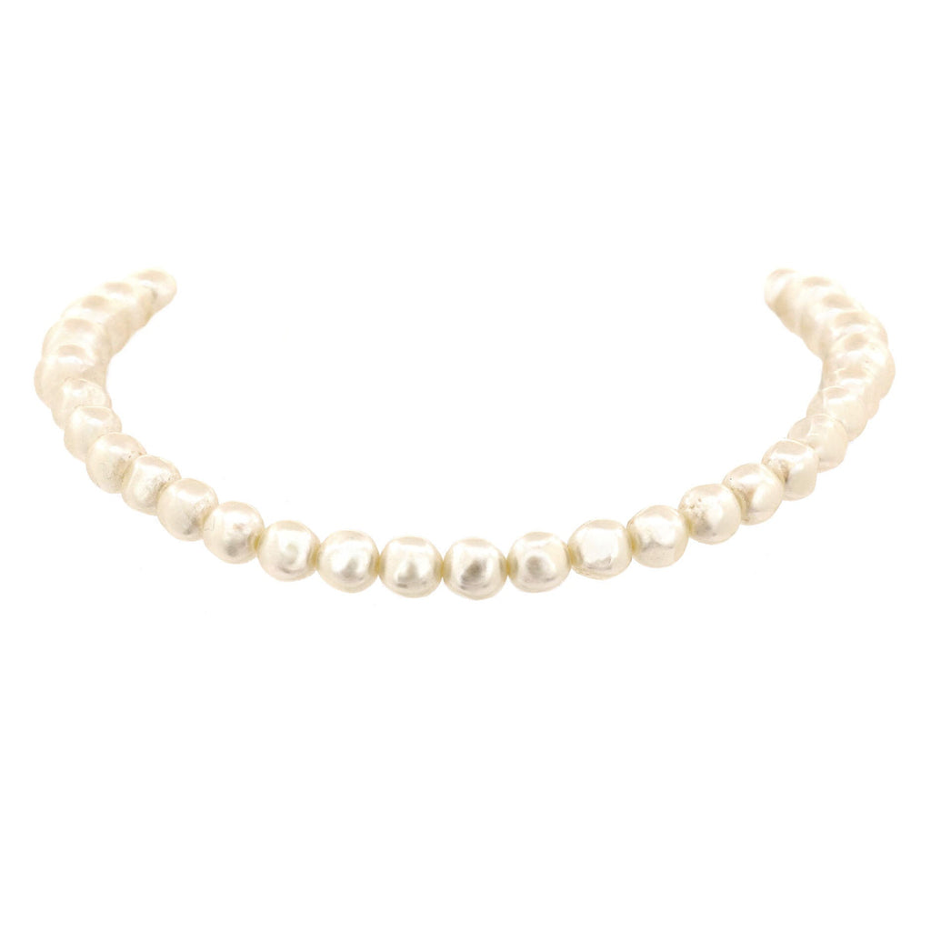 CD Navy Choker Necklace Metal with Faux Pearls and Crystals