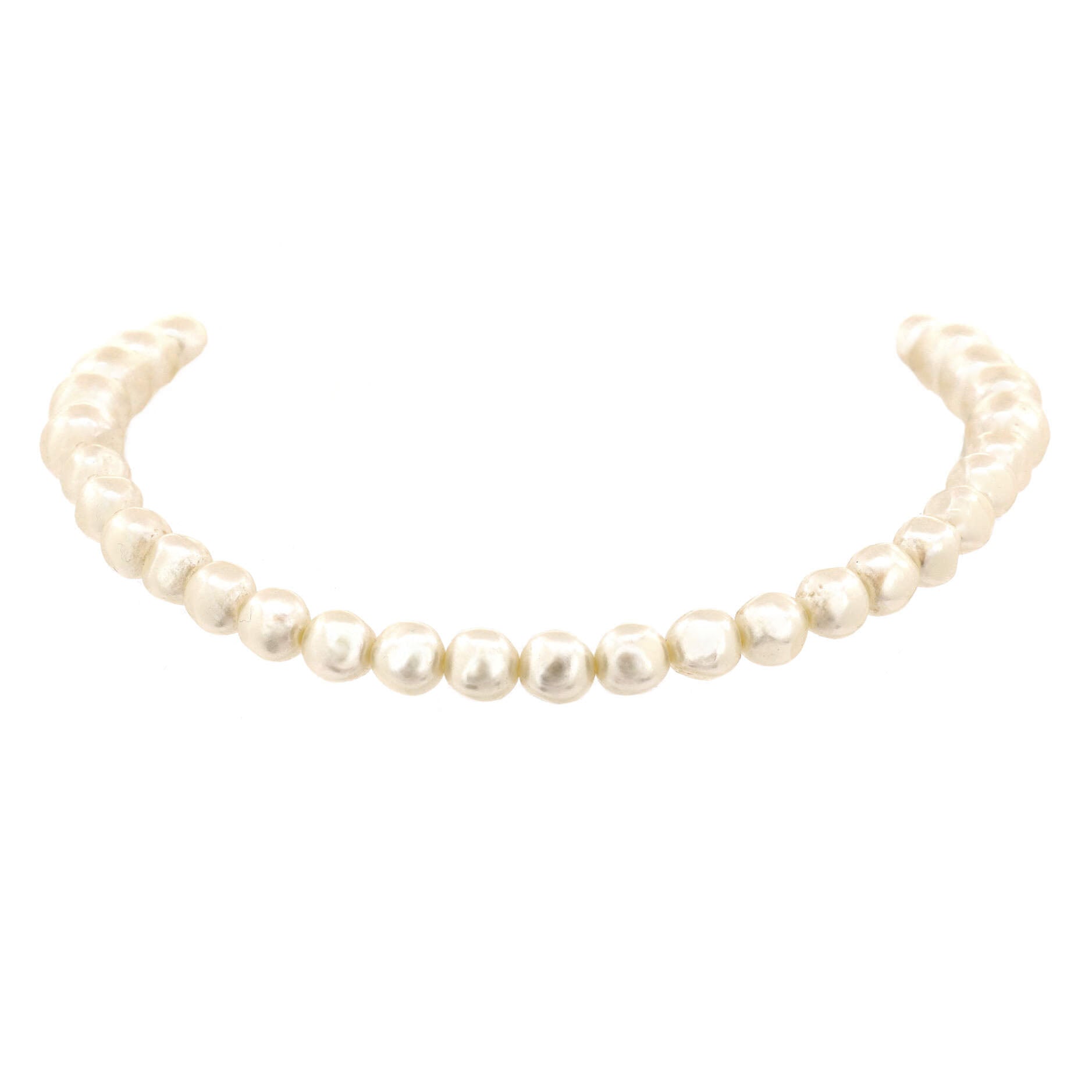 CD Navy Choker Necklace Metal with Faux Pearls and Crystals