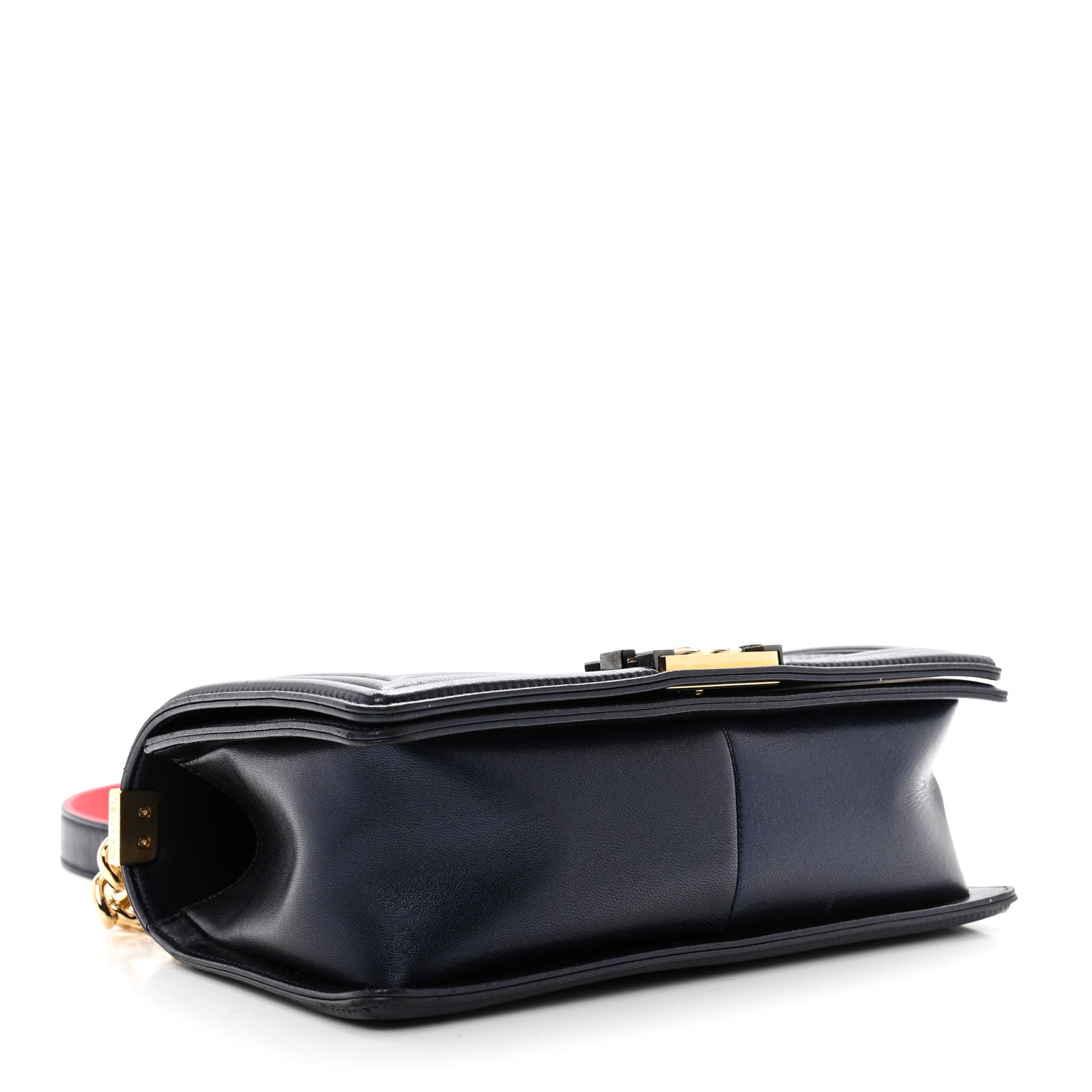 Lambskin Embossed Medium Boy Cube Flap Navy
