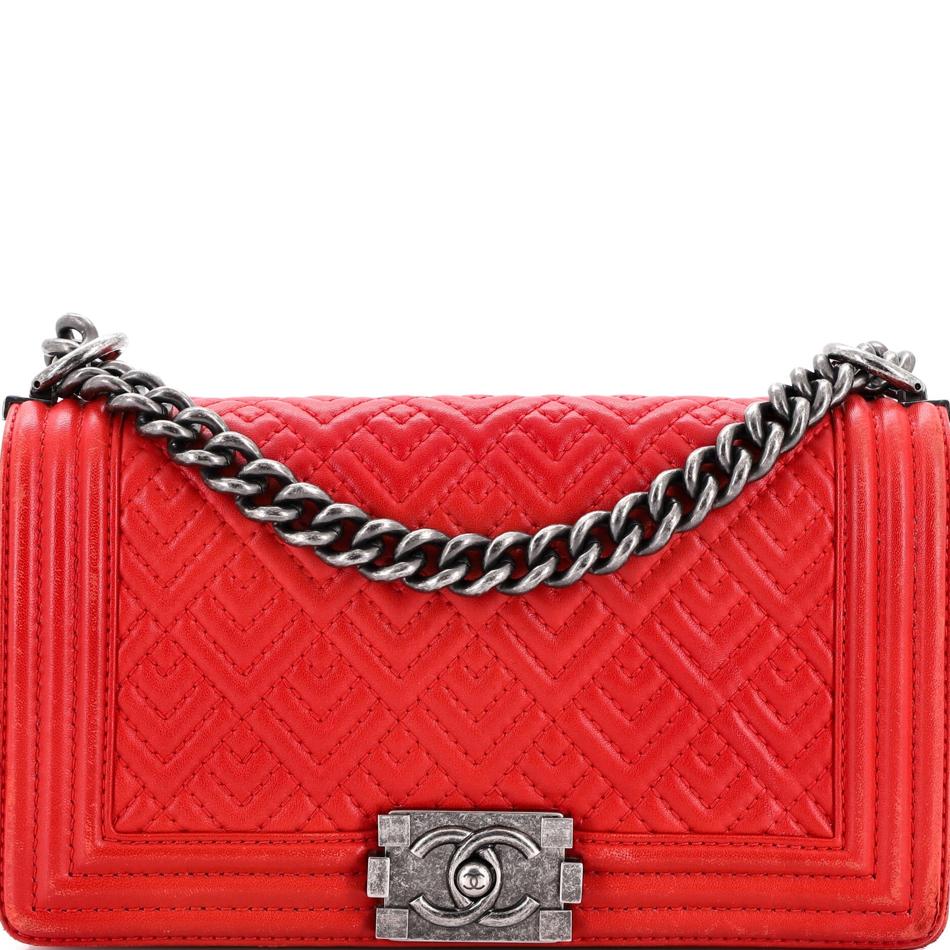 Boy Flap Bag Quilted Perforated Lambskin Old Medium