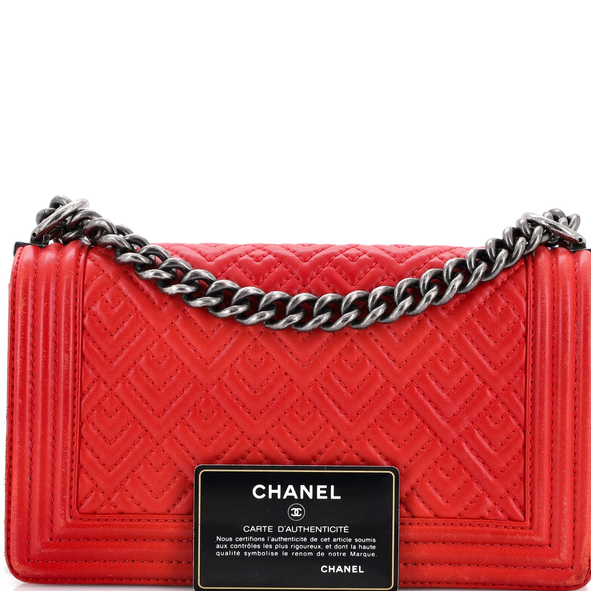 Boy Flap Bag Quilted Perforated Lambskin Old Medium