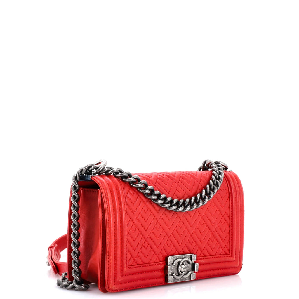 Boy Flap Bag Quilted Perforated Lambskin Old Medium