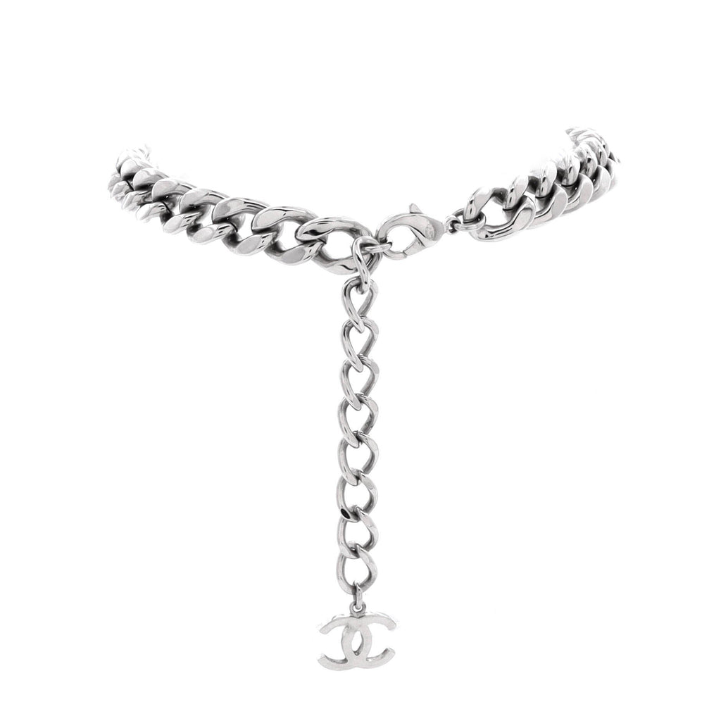 Logo CC Plate Choker Necklace Metal with Enamel