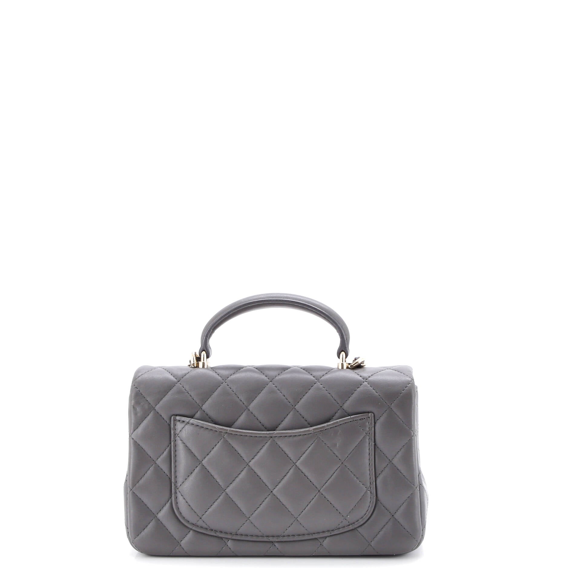 Classic Single Flap Top Handle Bag Quilted Lambskin Mini