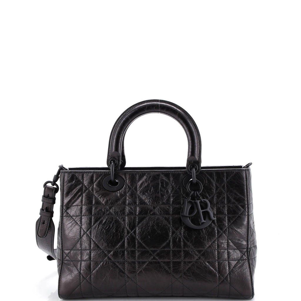 Ultra Matte Lady D-Sire Bag Macrocannage Crinkled Calfskin Medium