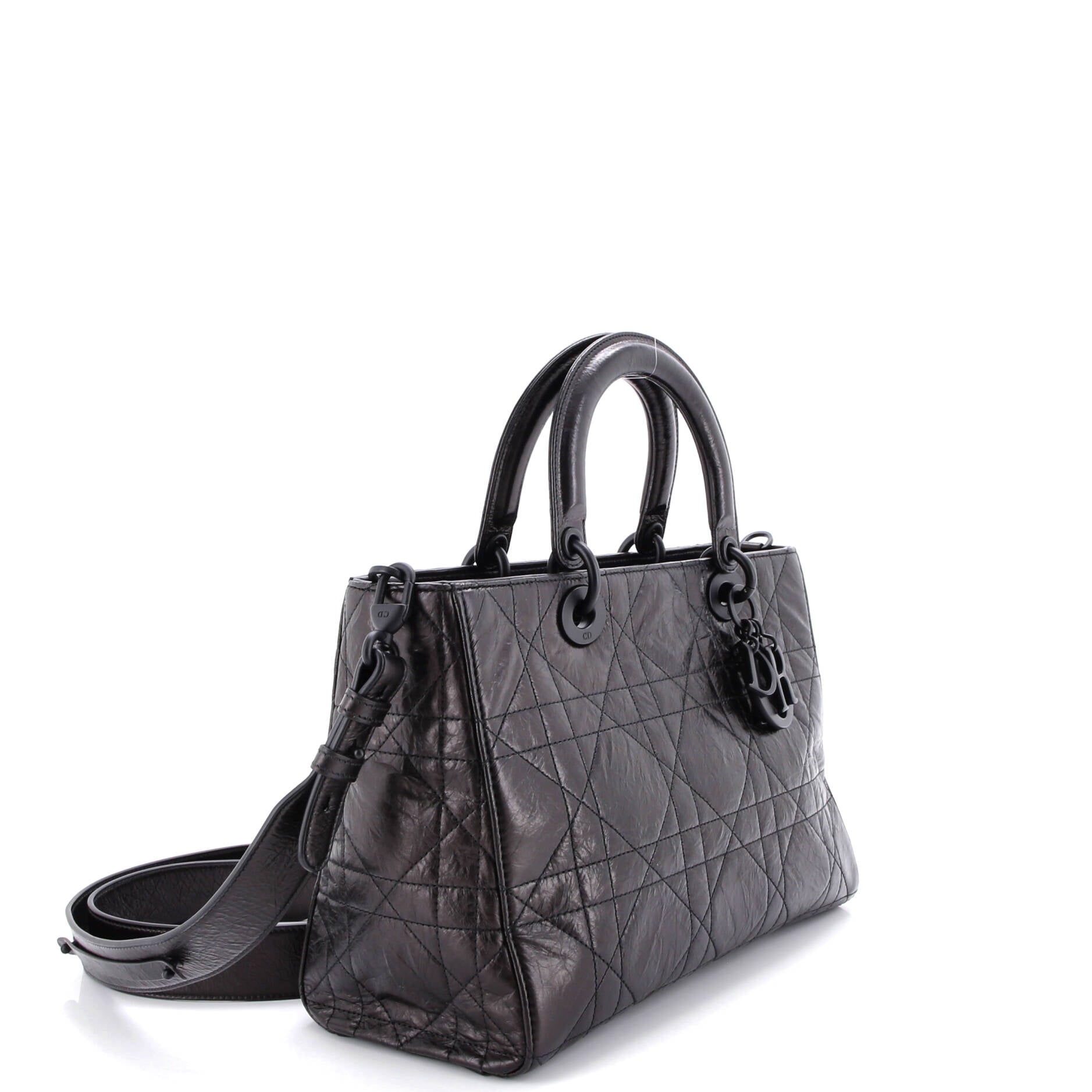 Ultra Matte Lady D-Sire Bag Macrocannage Crinkled Calfskin Medium