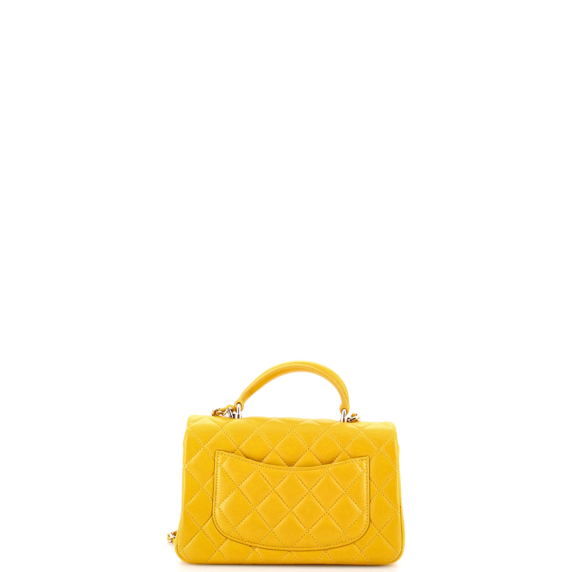 Classic Single Flap Top Handle Bag Quilted Lambskin Mini