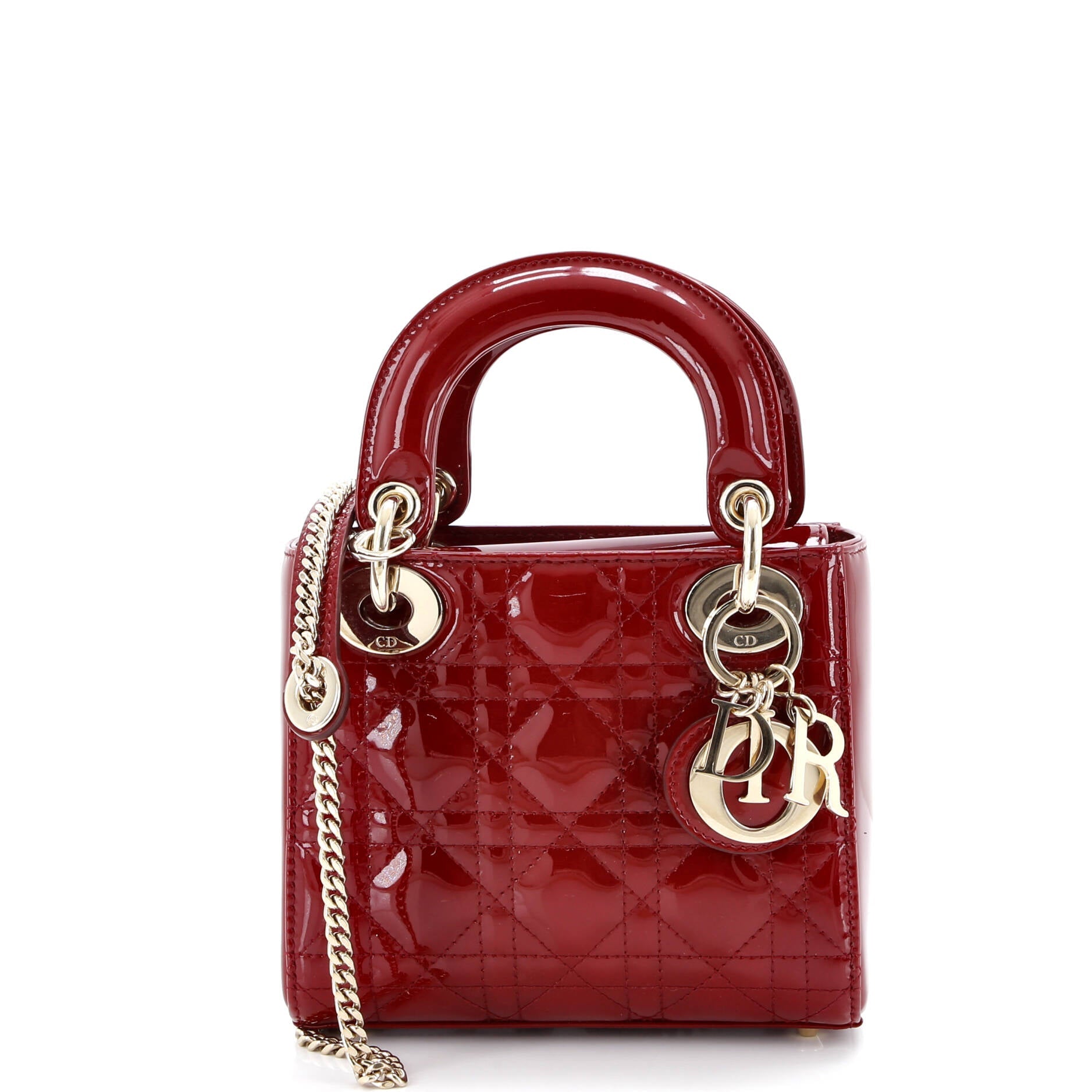 Lady Dior Chain Bag Cannage Quilt Patent Mini