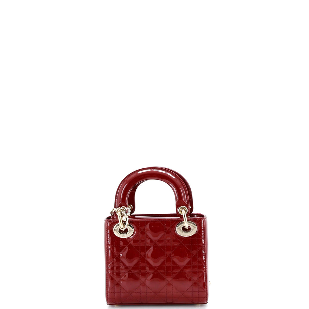 Lady Dior Chain Bag Cannage Quilt Patent Mini