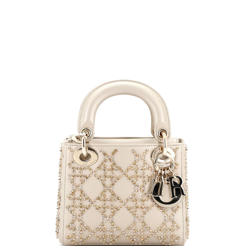 Lady Dior Chain Bag Crystal Embellished Cannage Quilt Leather Mini