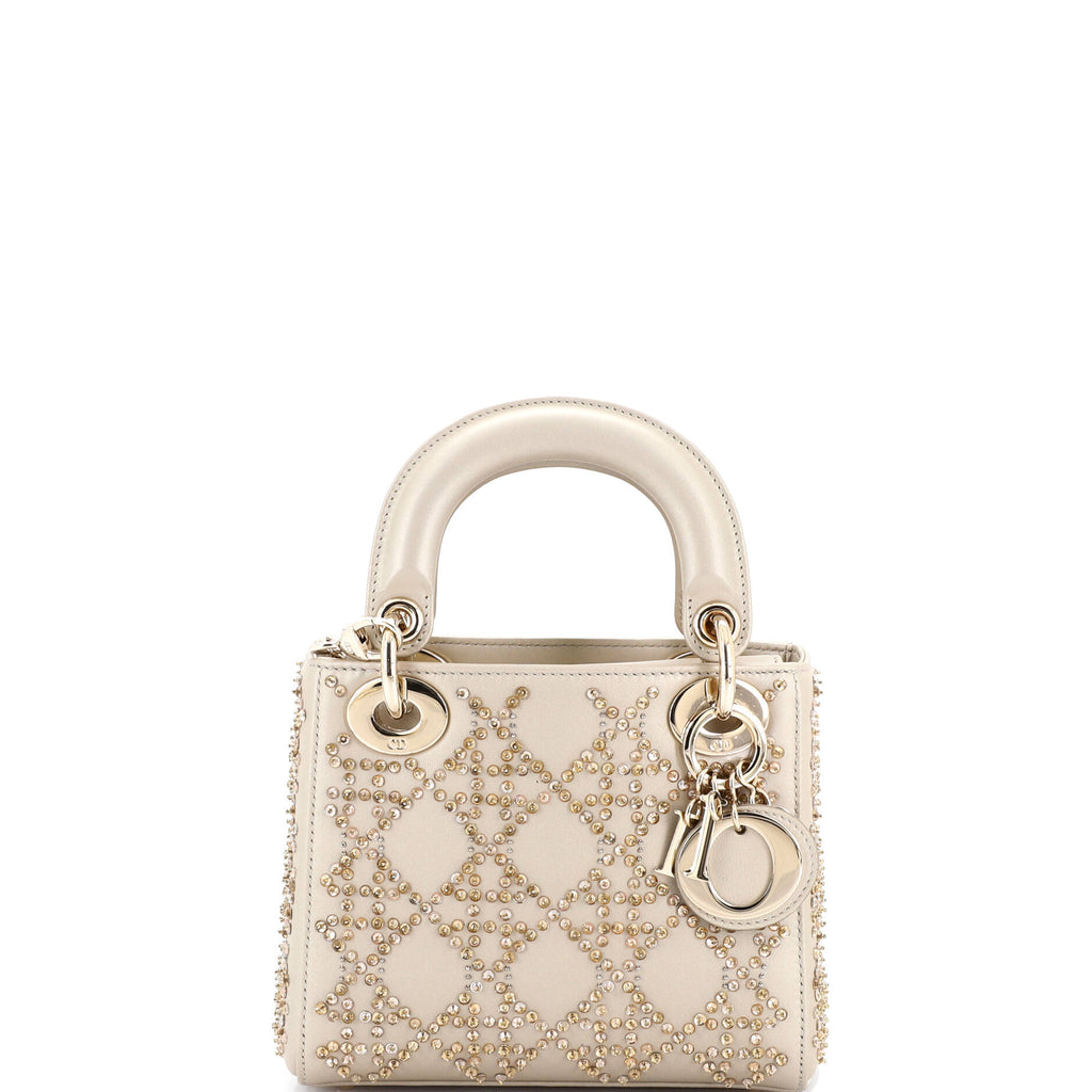 Lady Dior Chain Bag Crystal Embellished Cannage Quilt Leather Mini