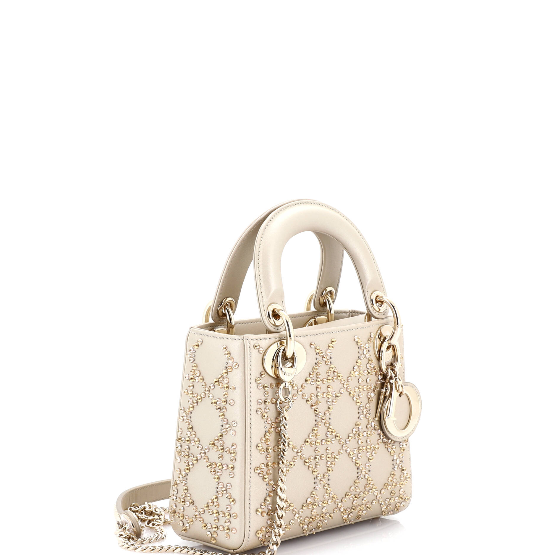 Lady Dior Chain Bag Crystal Embellished Cannage Quilt Leather Mini