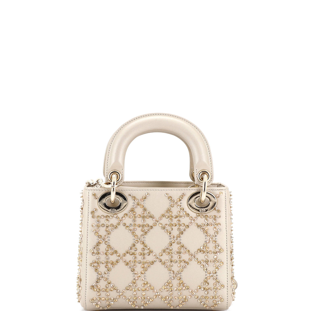 Lady Dior Chain Bag Crystal Embellished Cannage Quilt Leather Mini