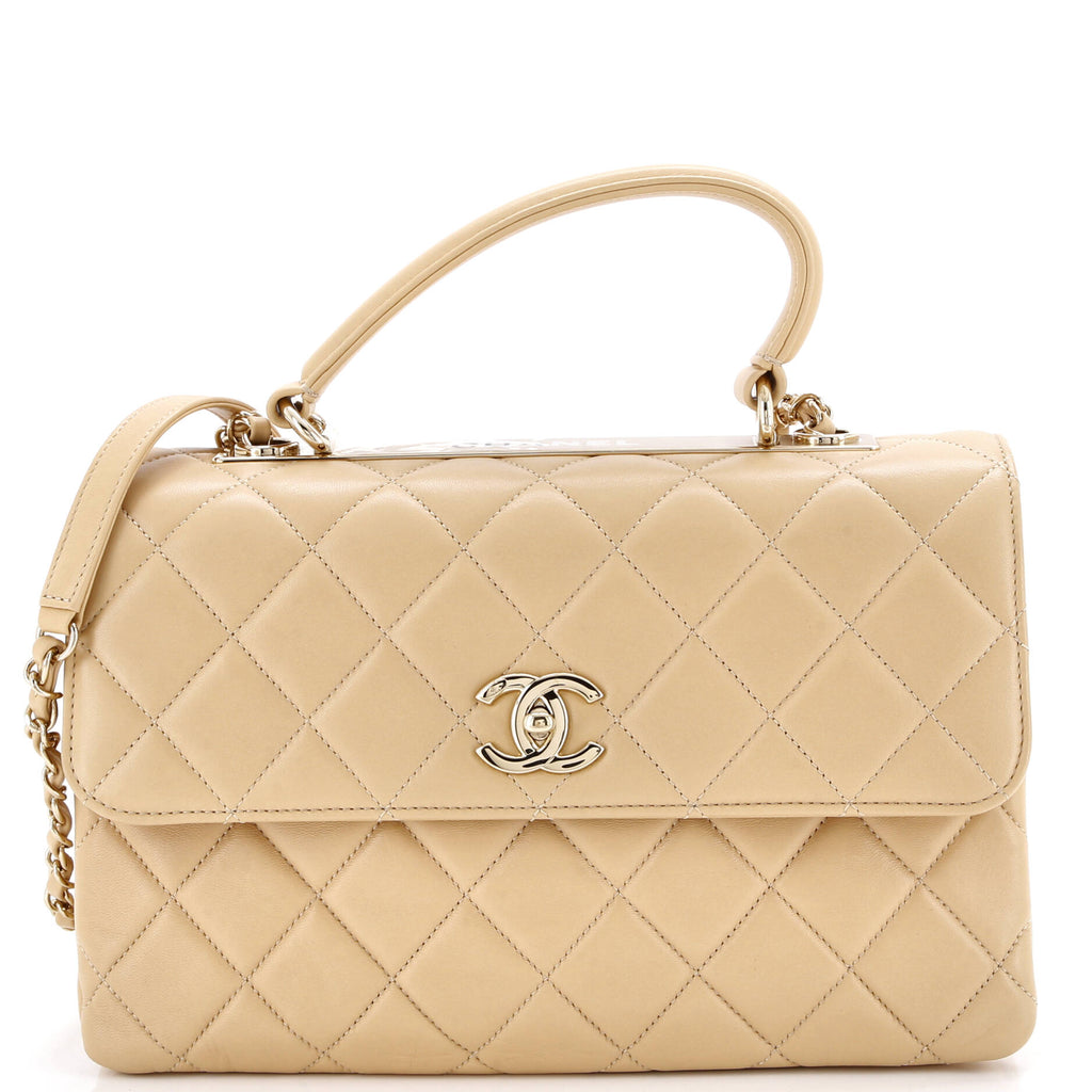 Trendy CC Top Handle Bag Quilted Lambskin Medium