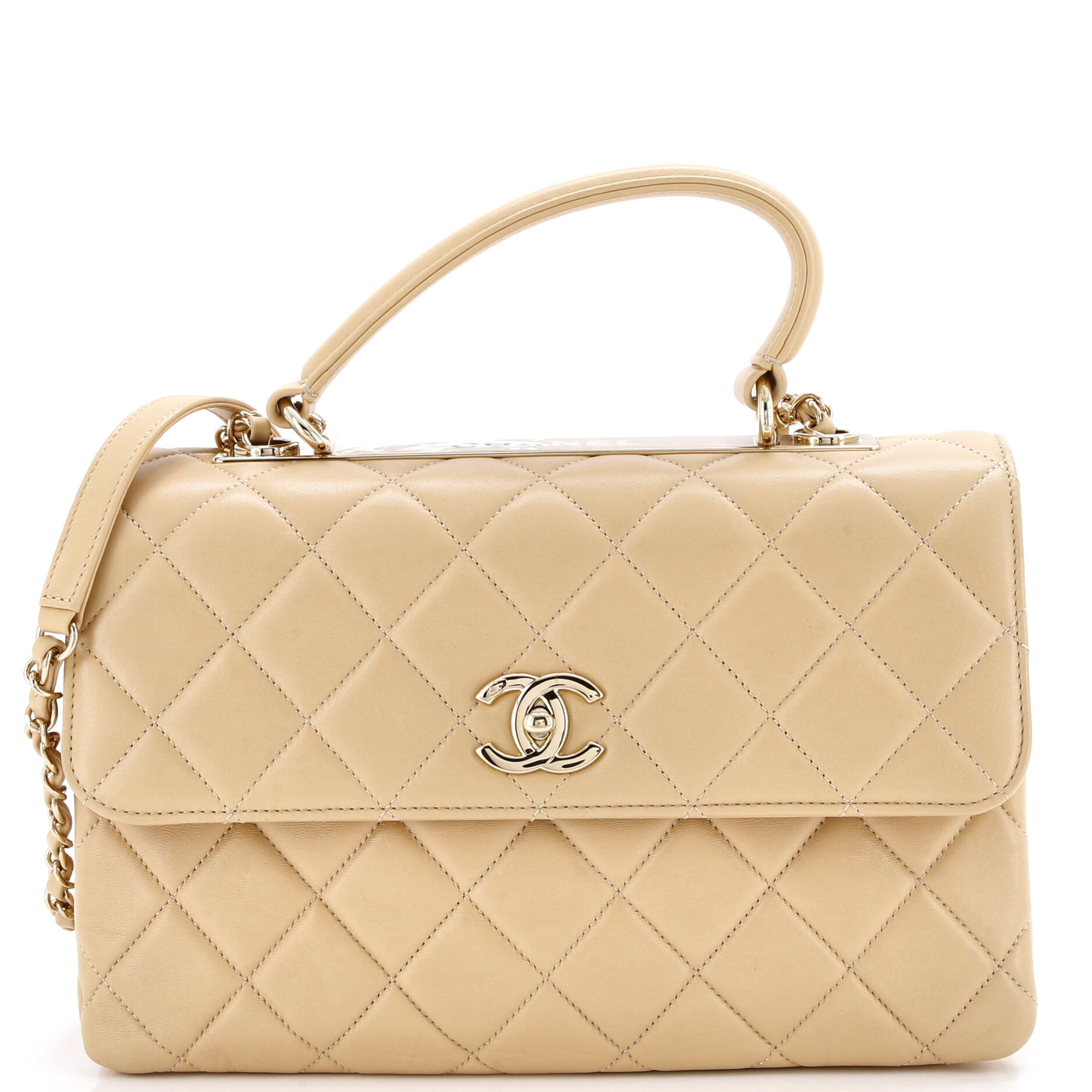Trendy CC Top Handle Bag Quilted Lambskin Medium