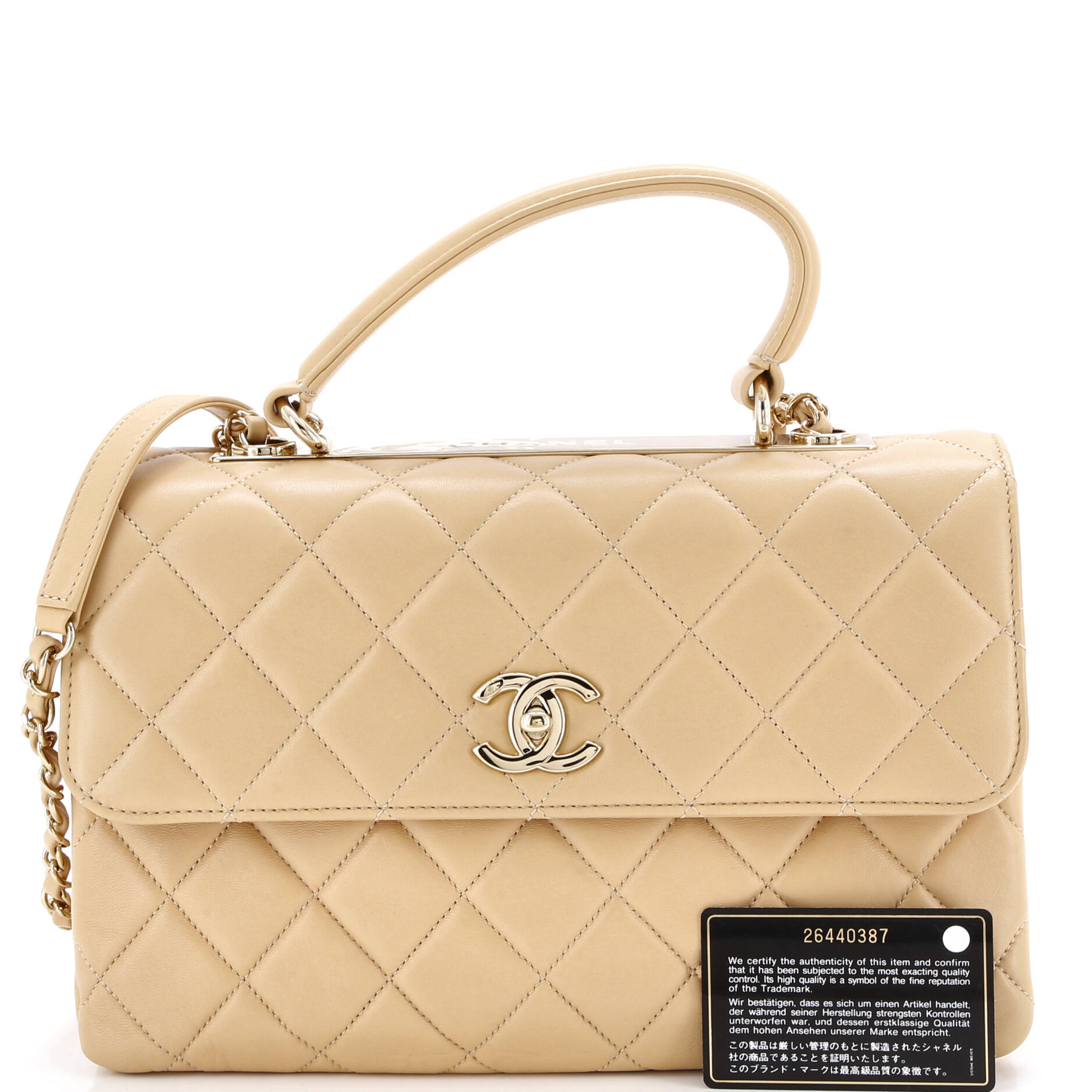 Trendy CC Top Handle Bag Quilted Lambskin Medium