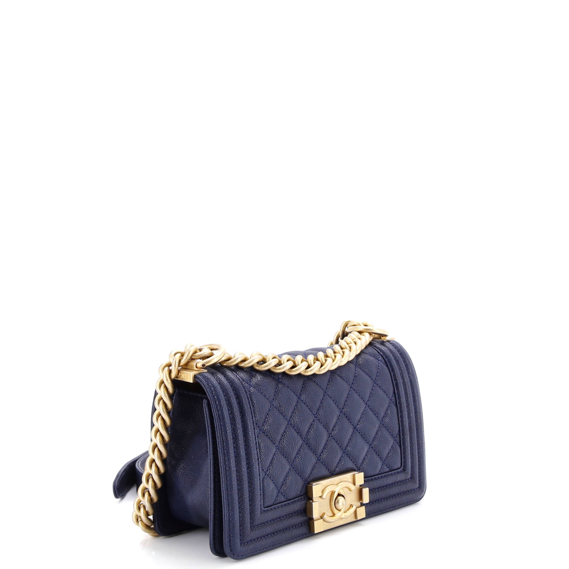 Boy Flap Bag Quilted Caviar Small