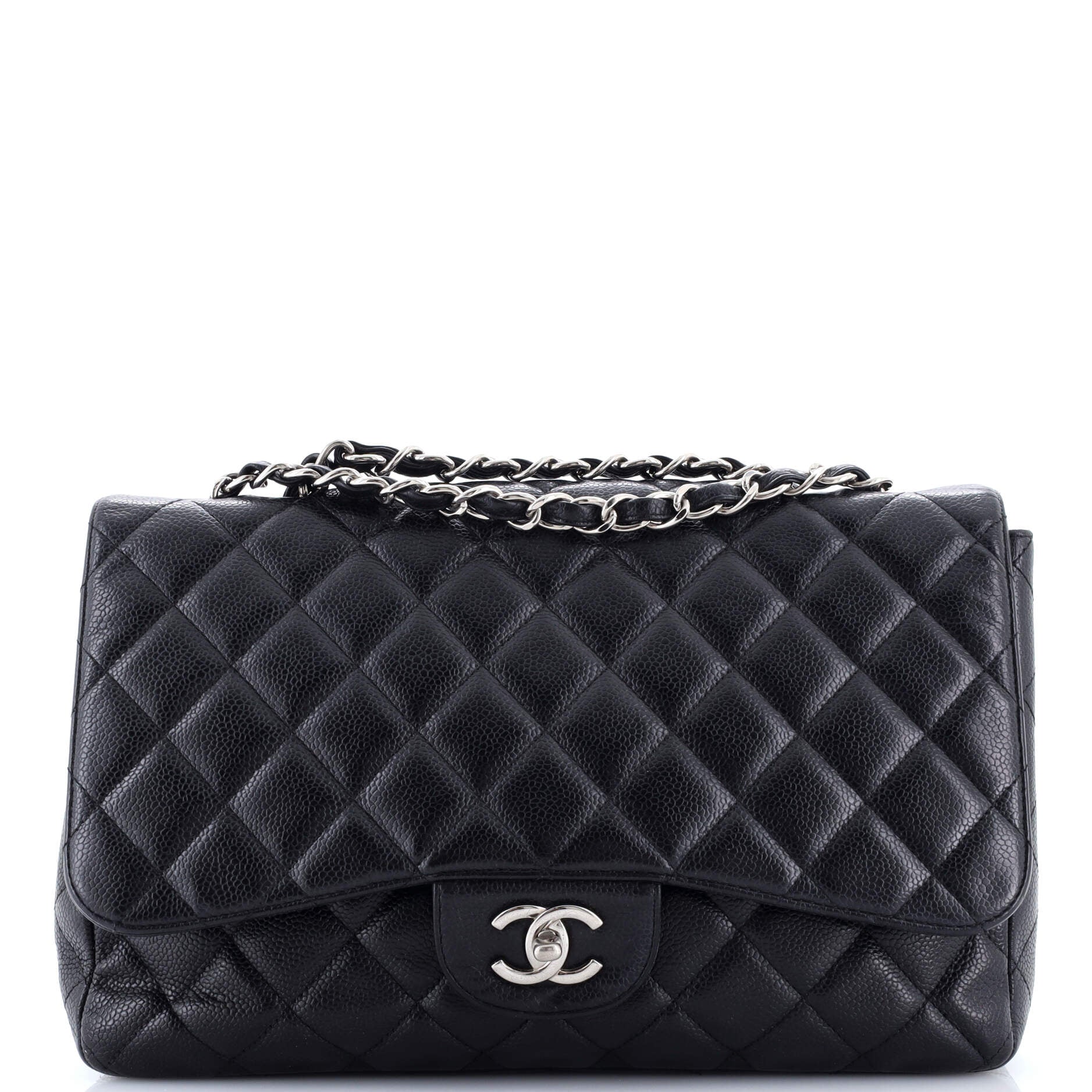 Classic Single Flap Bag Quilted Caviar Jumbo