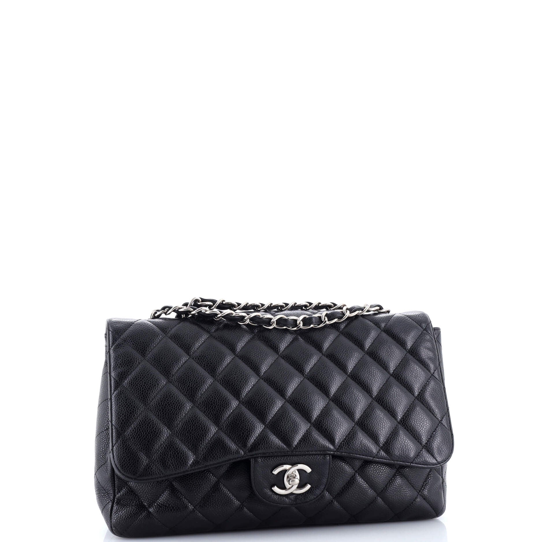 Classic Single Flap Bag Quilted Caviar Jumbo