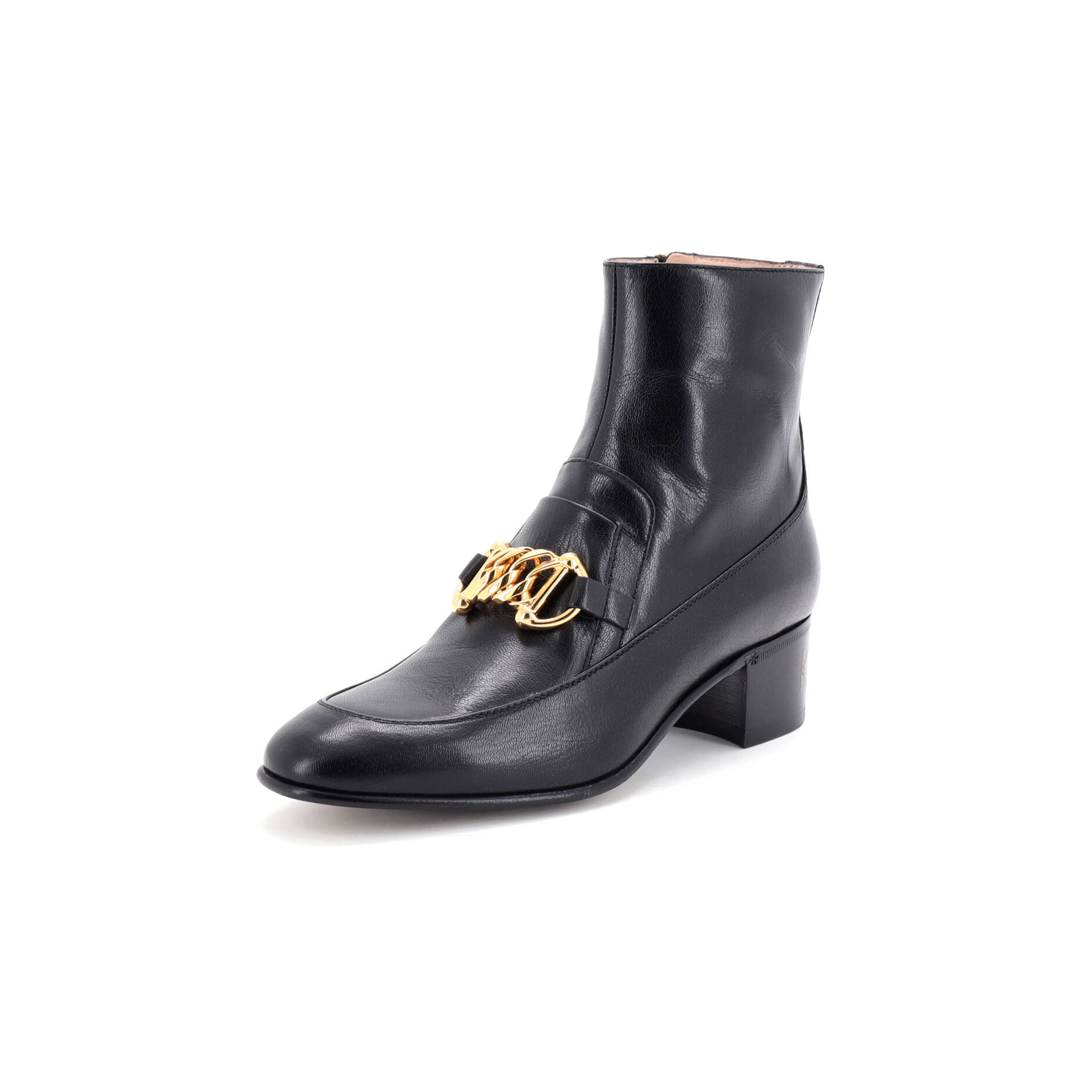 Women's Quentin Kitten Chain Horsebit Ankle Boots Leather