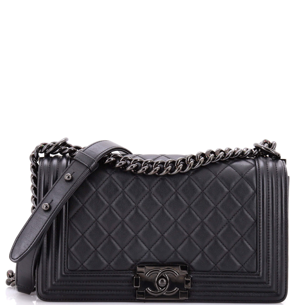 So Black Boy Flap Bag Quilted Calfskin Old Medium