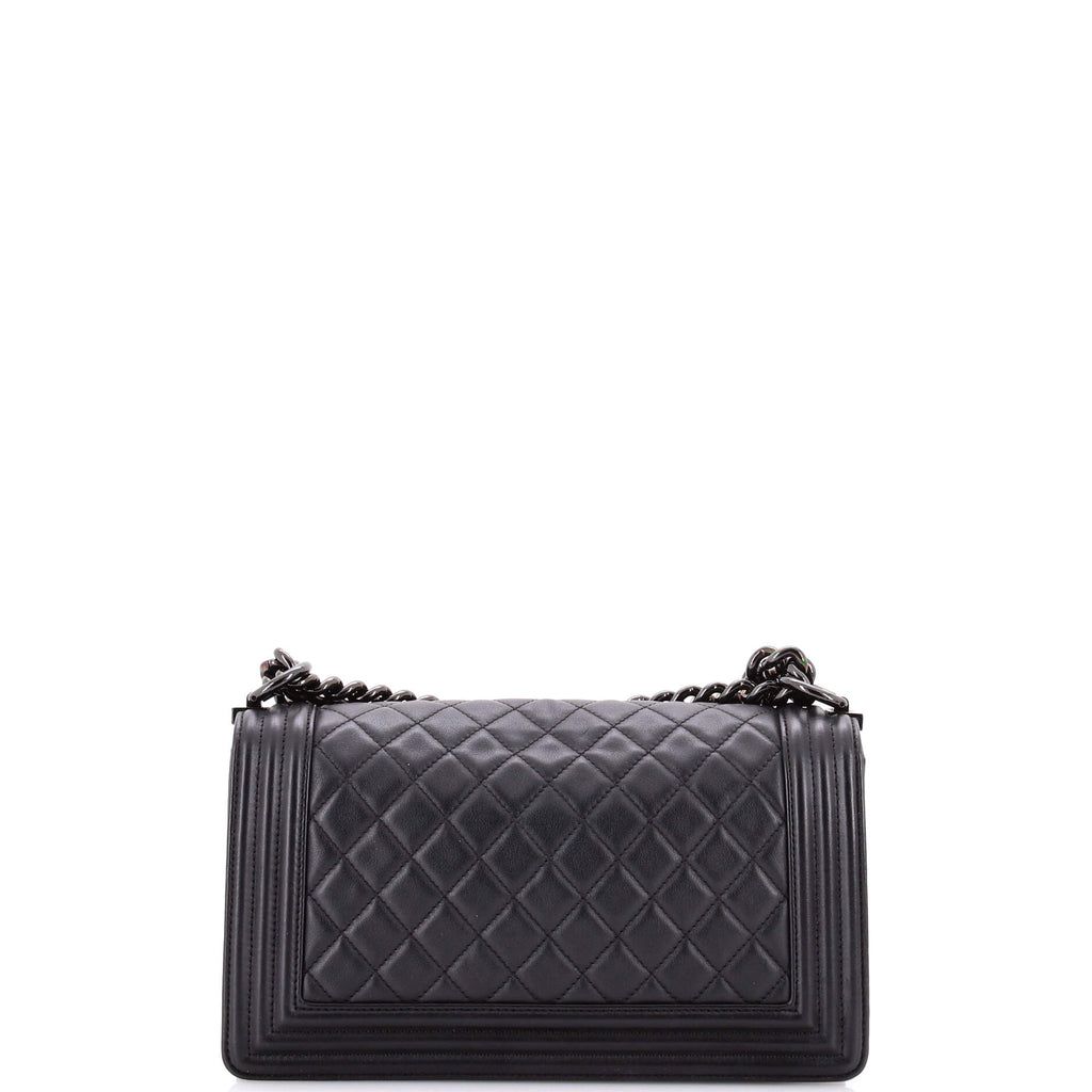 So Black Boy Flap Bag Quilted Calfskin Old Medium