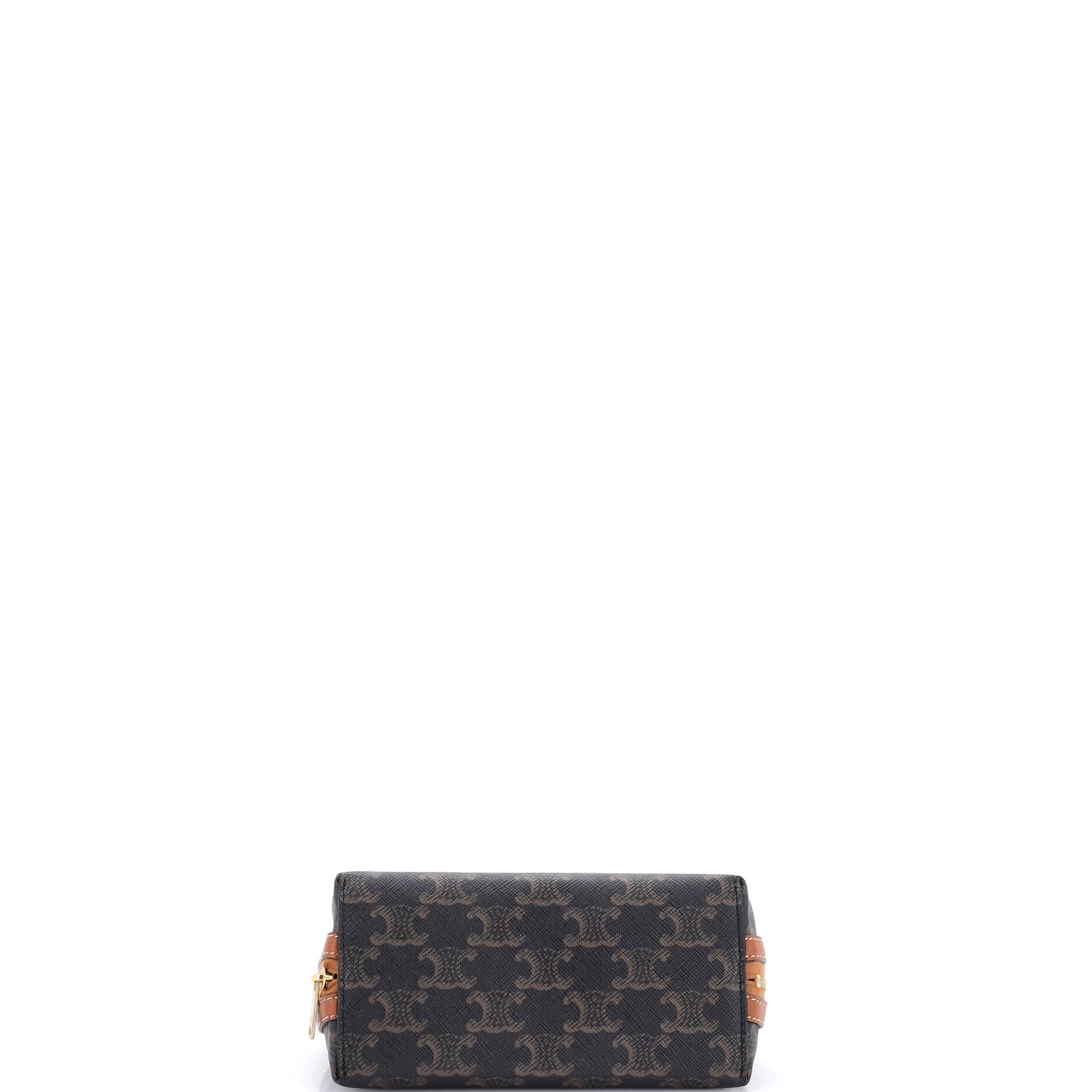 Zip Around Chain Clutch Embroidered Triomphe Coated Canvas