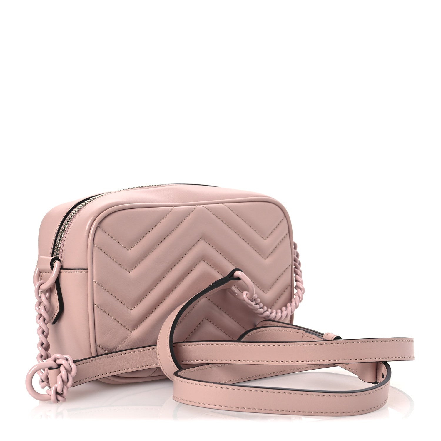 Calfskin Matelasse Monochrome Mini GG Marmont Chain Shoulder Bag Perfect Pink