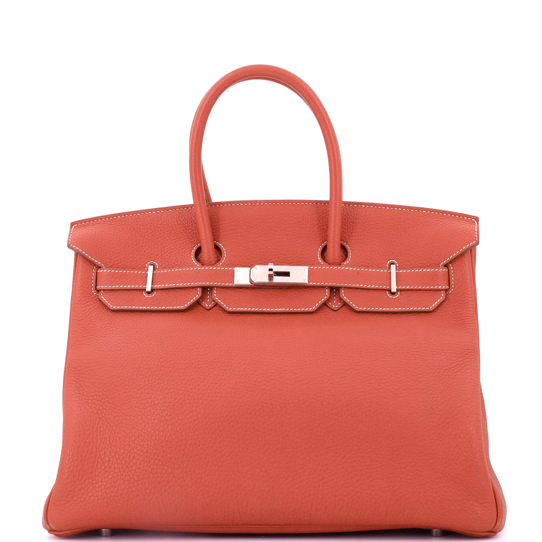 Birkin Handbag Sanguine Clemence with Palladium Hardware 35