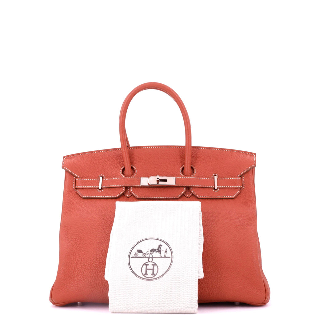 Birkin Handbag Sanguine Clemence with Palladium Hardware 35