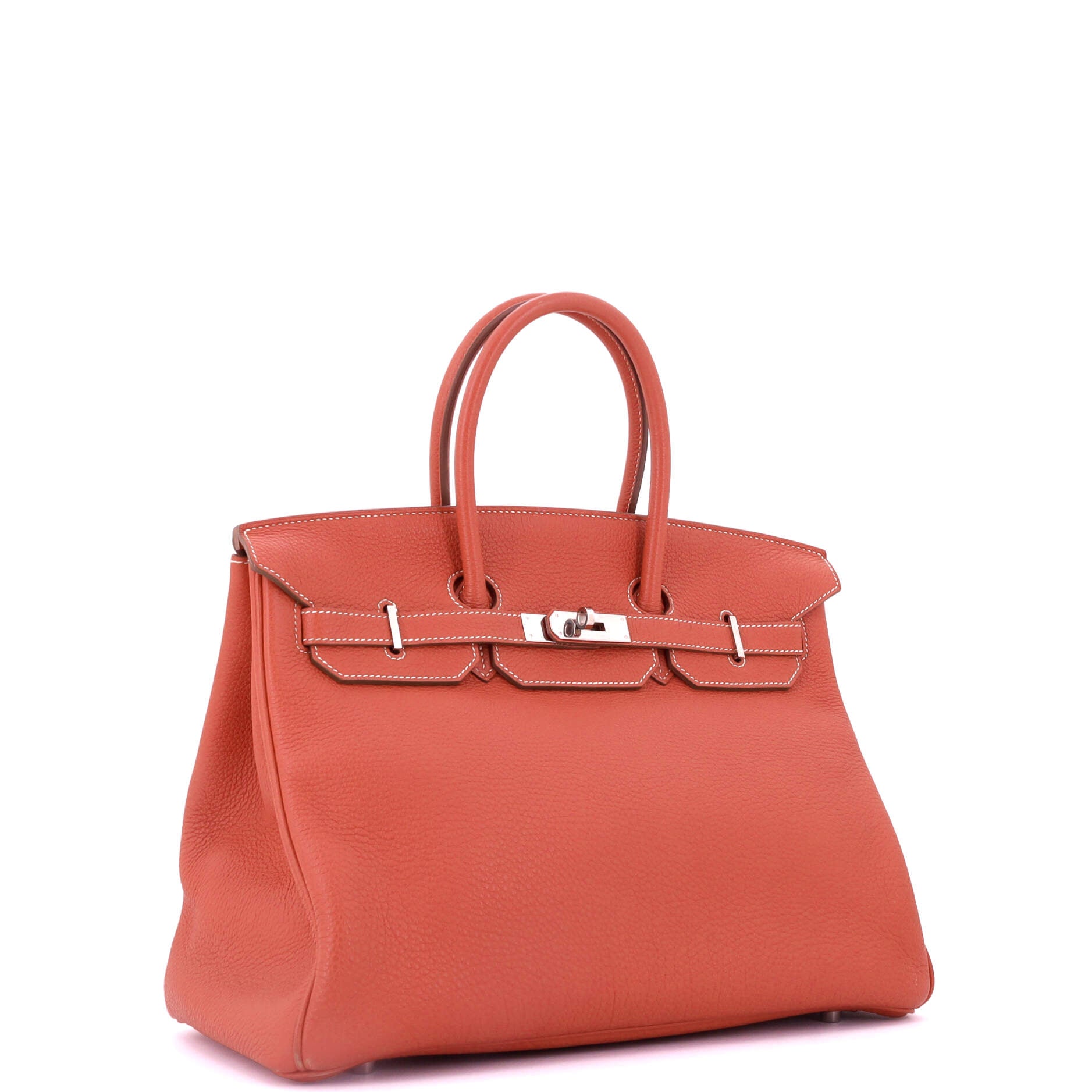 Birkin Handbag Sanguine Clemence with Palladium Hardware 35