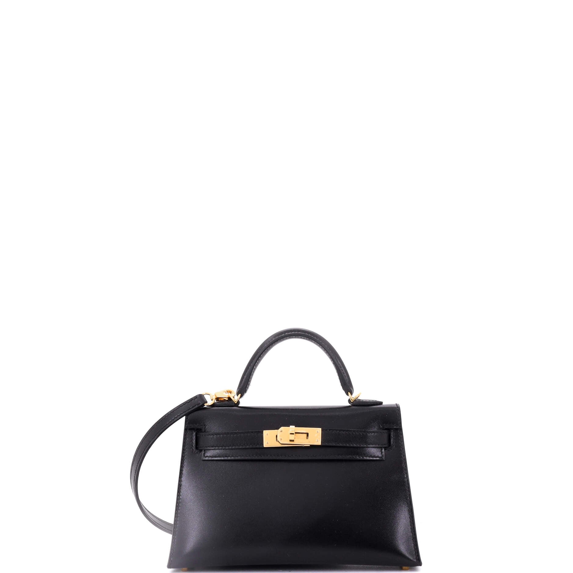 Kelly Mini II Bag Noir Tadelakt with Gold Hardware 20