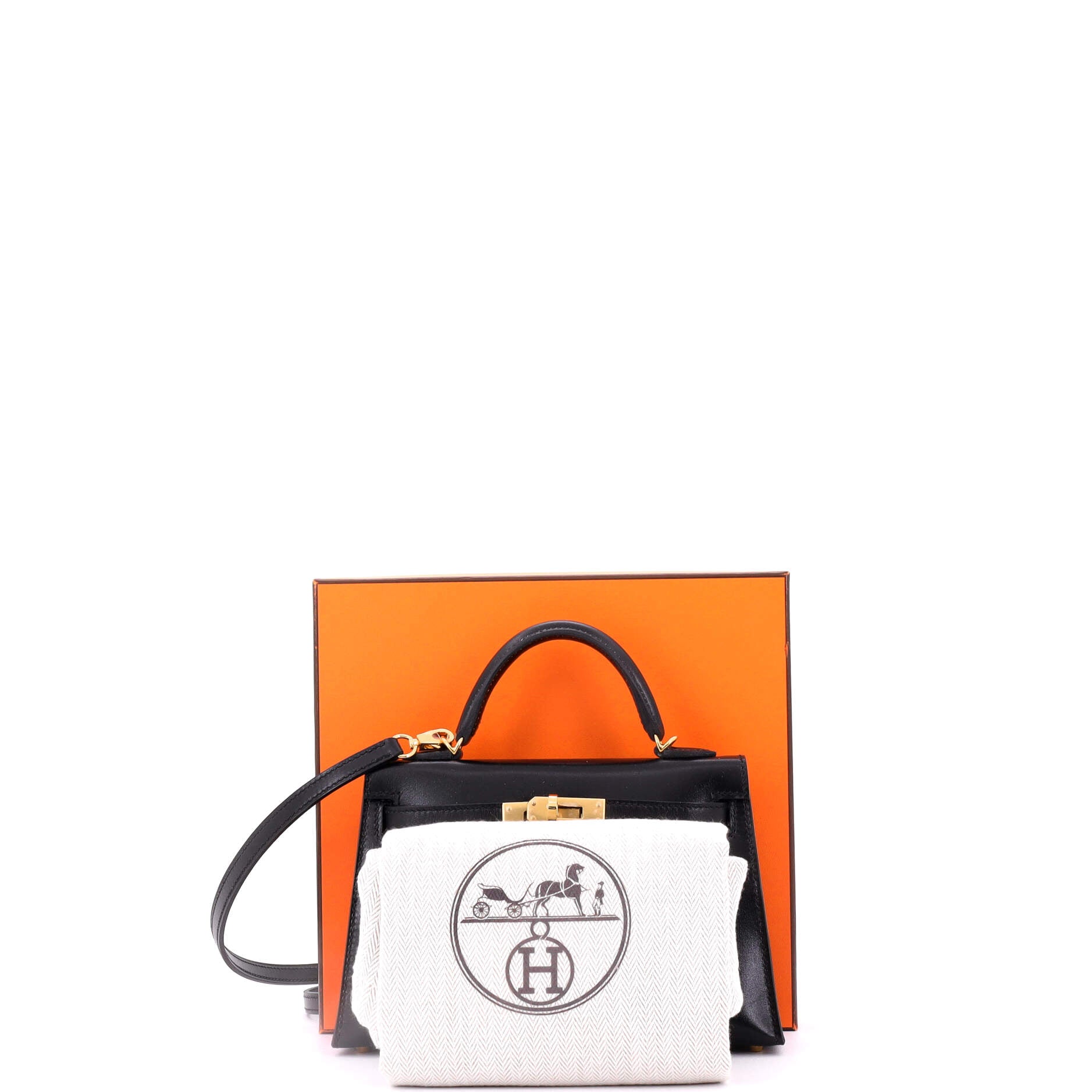 Kelly Mini II Bag Noir Tadelakt with Gold Hardware 20