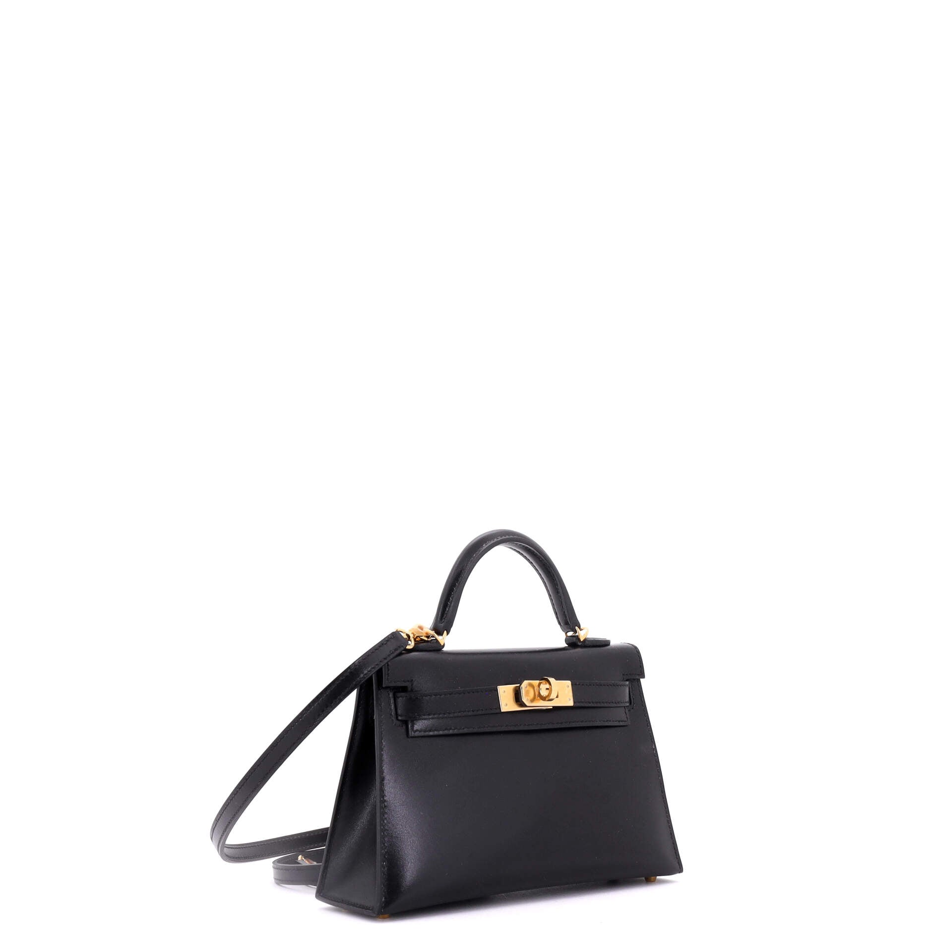 Kelly Mini II Bag Noir Tadelakt with Gold Hardware 20